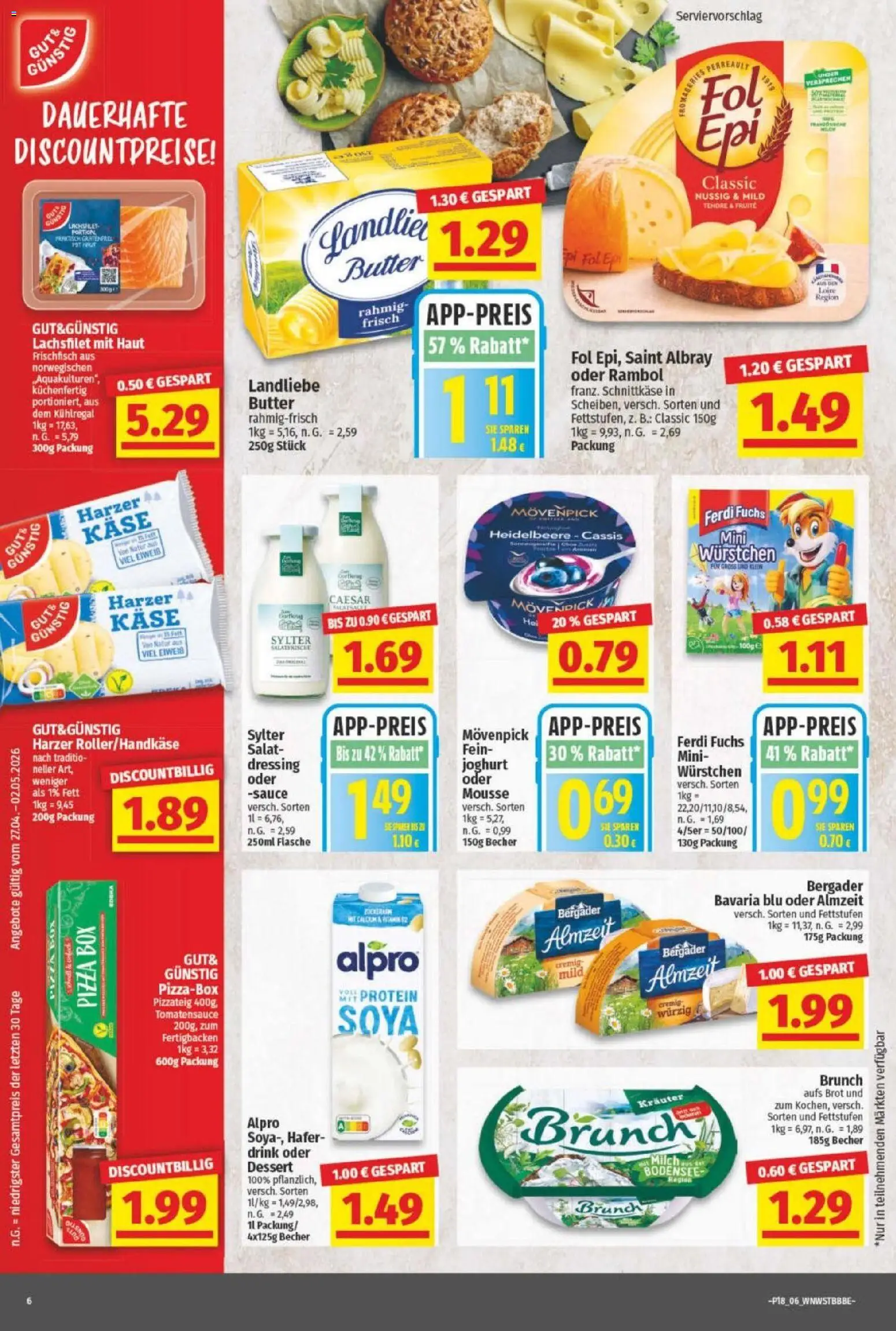 NP Discount Prospekt – gültig ab 27.04.2026 | Seite: 6 | Produkte: Milch, Butter, Käse, Joghurt