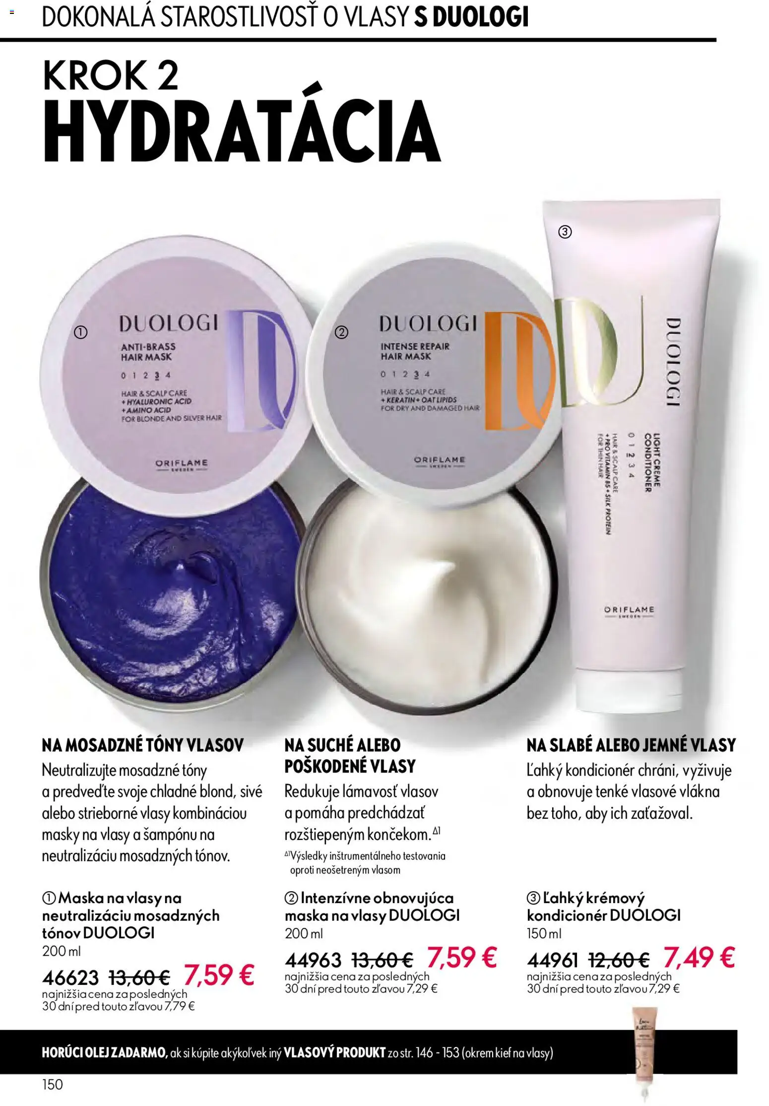 Nové Oriflame akcie – leták je platný od 27.05.2026 | Strana: 150 | Produkty: Olej, Protein, Kondicionér, Maska