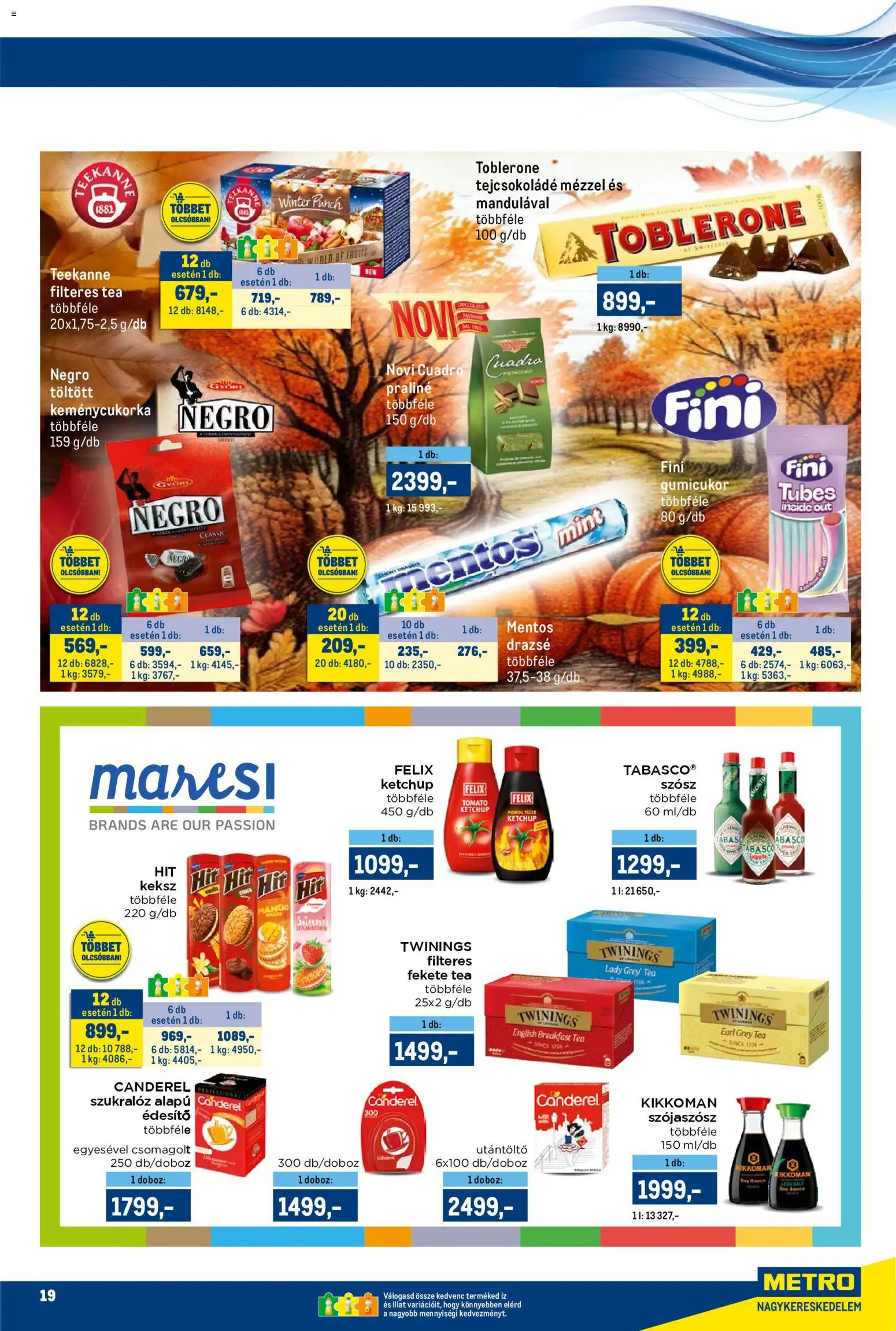 Metro akciós ujság - amely érvényes a következő dátumtól: 15.11.2025 | Oldal: 19 | Termékek: Doboz, Praliné, Tejcsokoládé, Ketchup