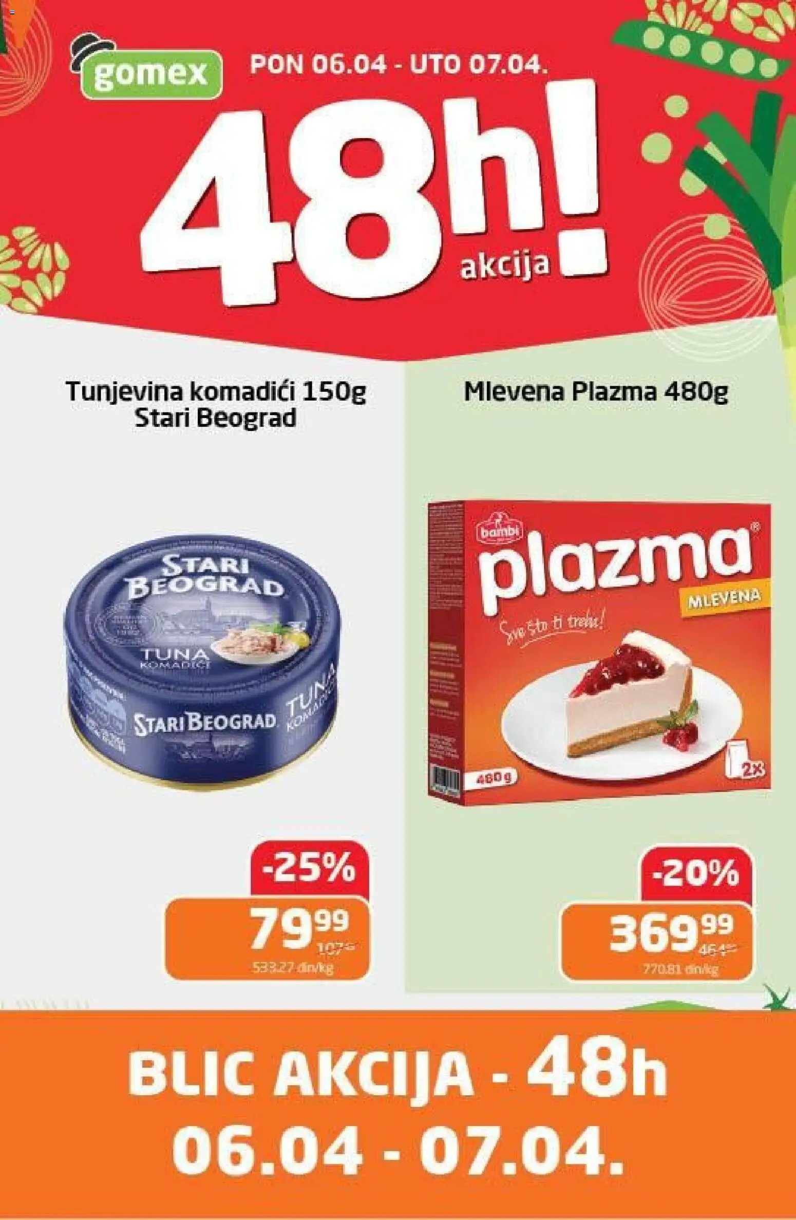 Gomex katalog - važi od 06.04.2026 | Strana: 1 | Proizvode: Sto, Mlevena plazma, Plazma