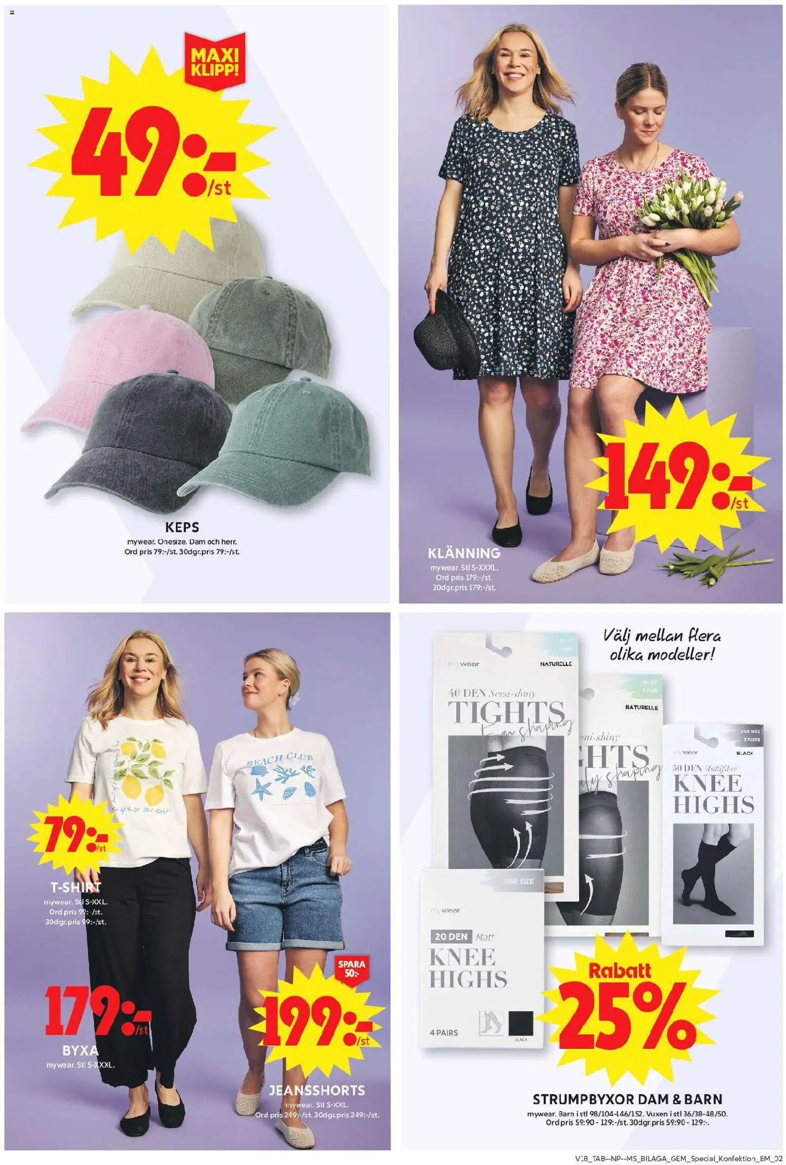 ICA Maxi reklamblad aktuell från 27.04.2026 | Sida: 18 | Produkter: Keps, T-shirt, Klänning, Tights