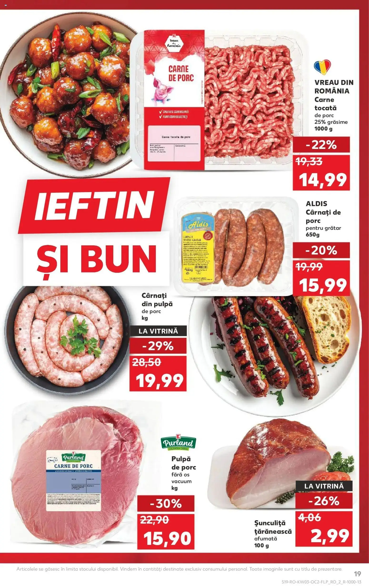 Noul catalog Kaufland – valabil de la 14.01.2026 | Pagină: 19 | Produse: Bacon, Carne De Porc, Carne tocată, Cârnați