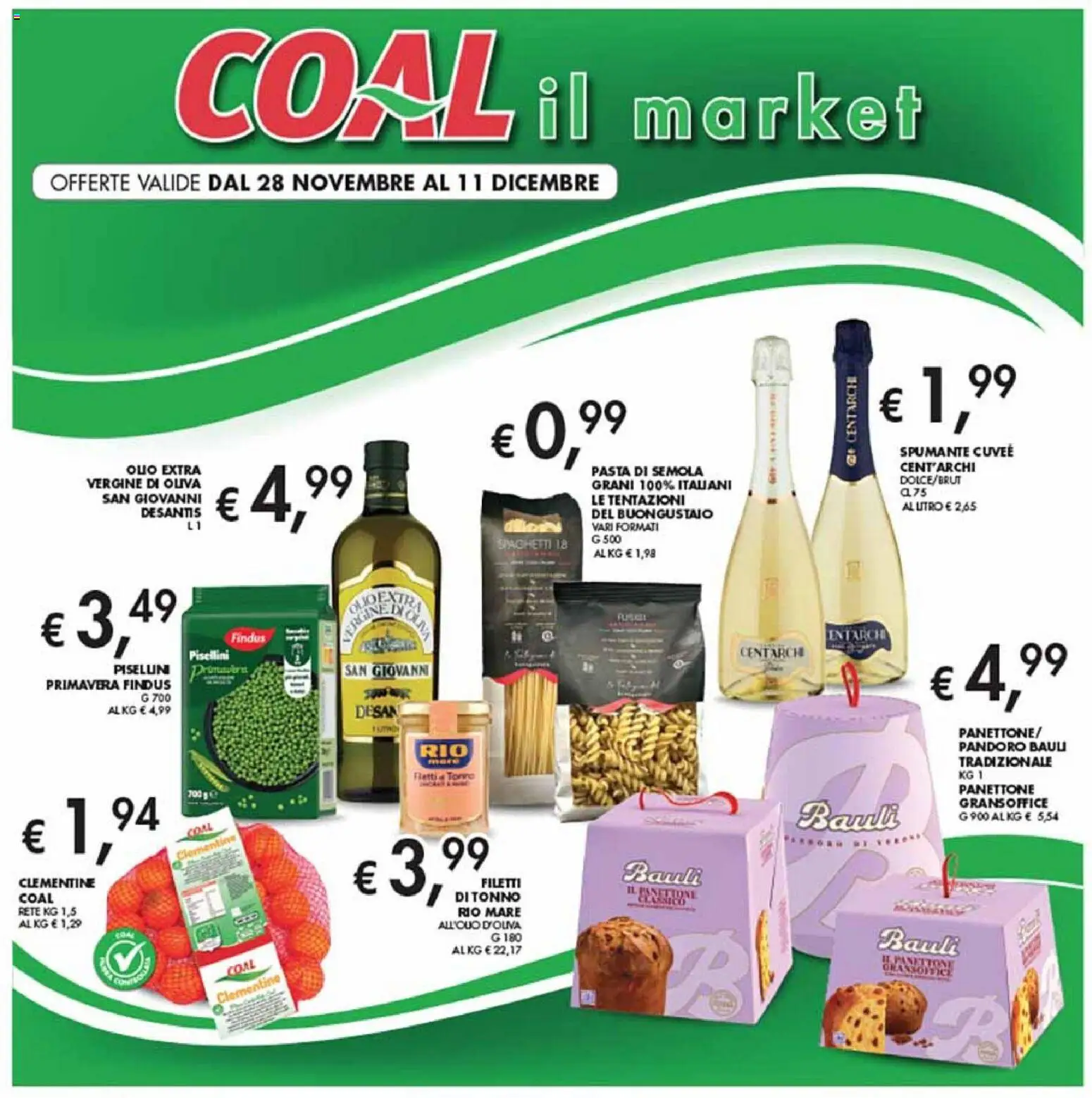Volantino Coal del 28.11.2025 | Pagina: 1 | Prodotti: Olio, Pasta, Pandoro, Spumante