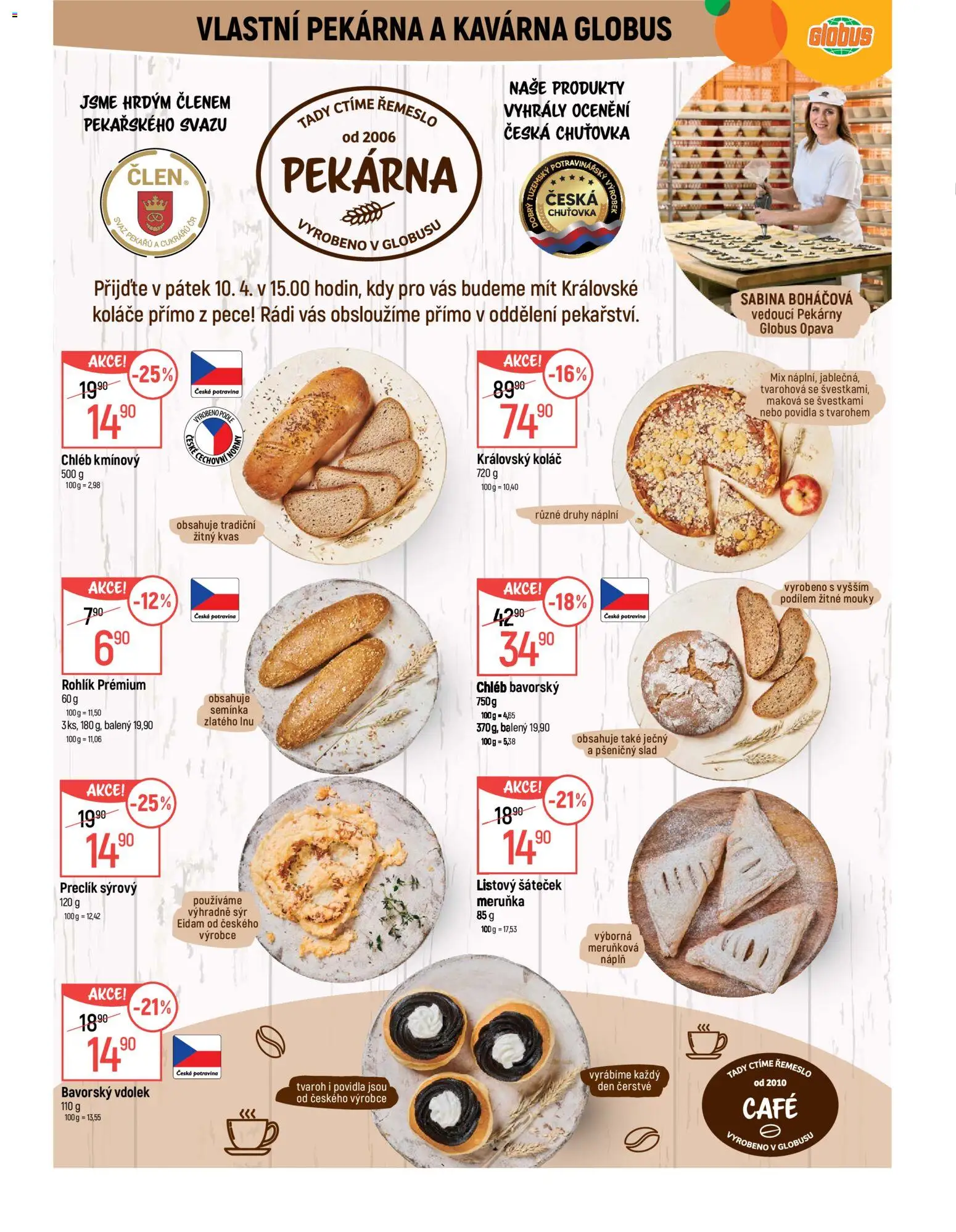 Globus leták - Opava od 08.04.2026 | Strana: 6 | Produkty: Globus, Rohlík, Tvaroh, Pekárna