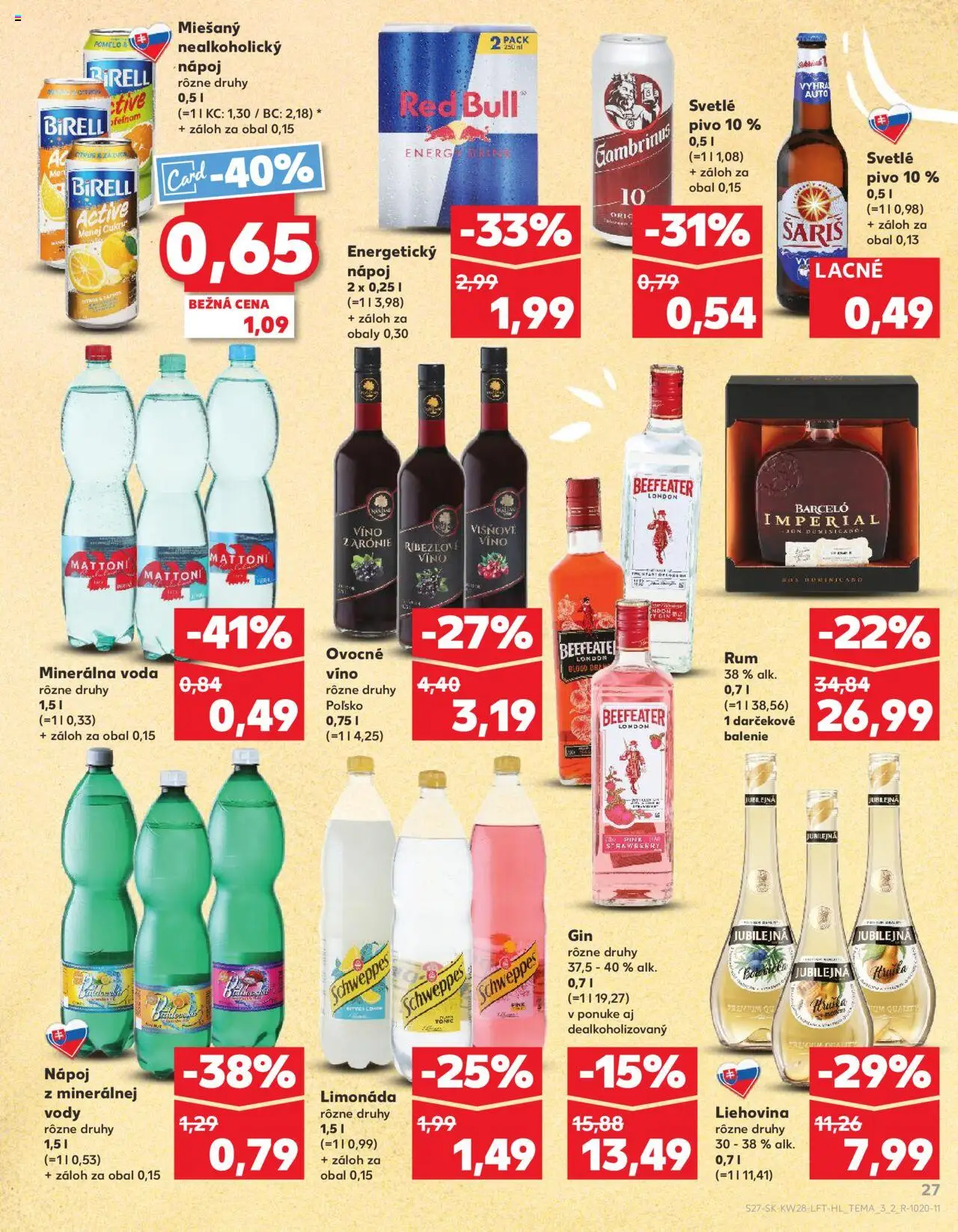 Kaufland Partizánske │ platný od 10.07.2025 | Strana: 27 | Produkty: Birell, Red Bull, Ríbezľové víno, Mattoni