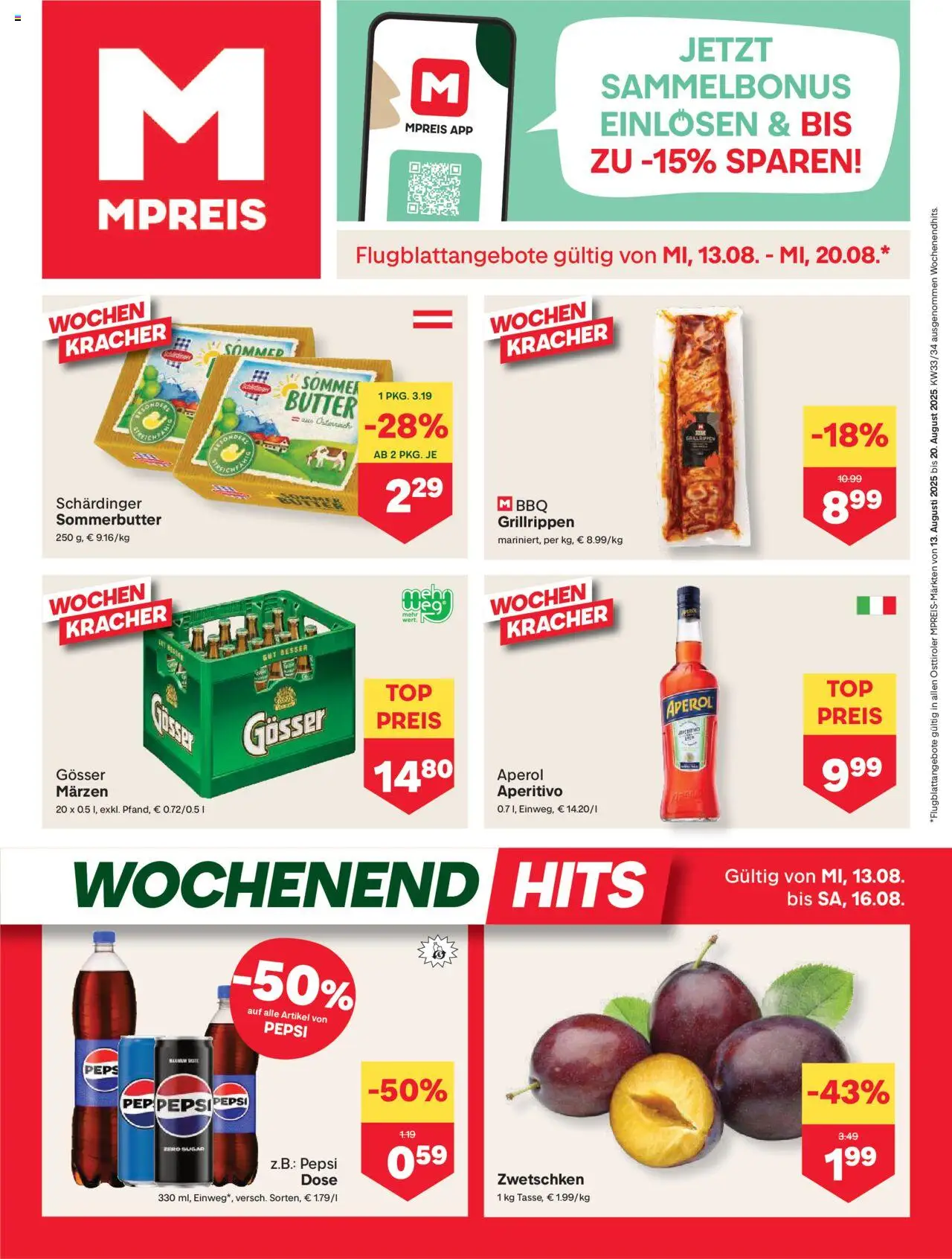 MPREIS Anras gültig ab 13.08.2025 | Seite: 1 | Produkte: Butter