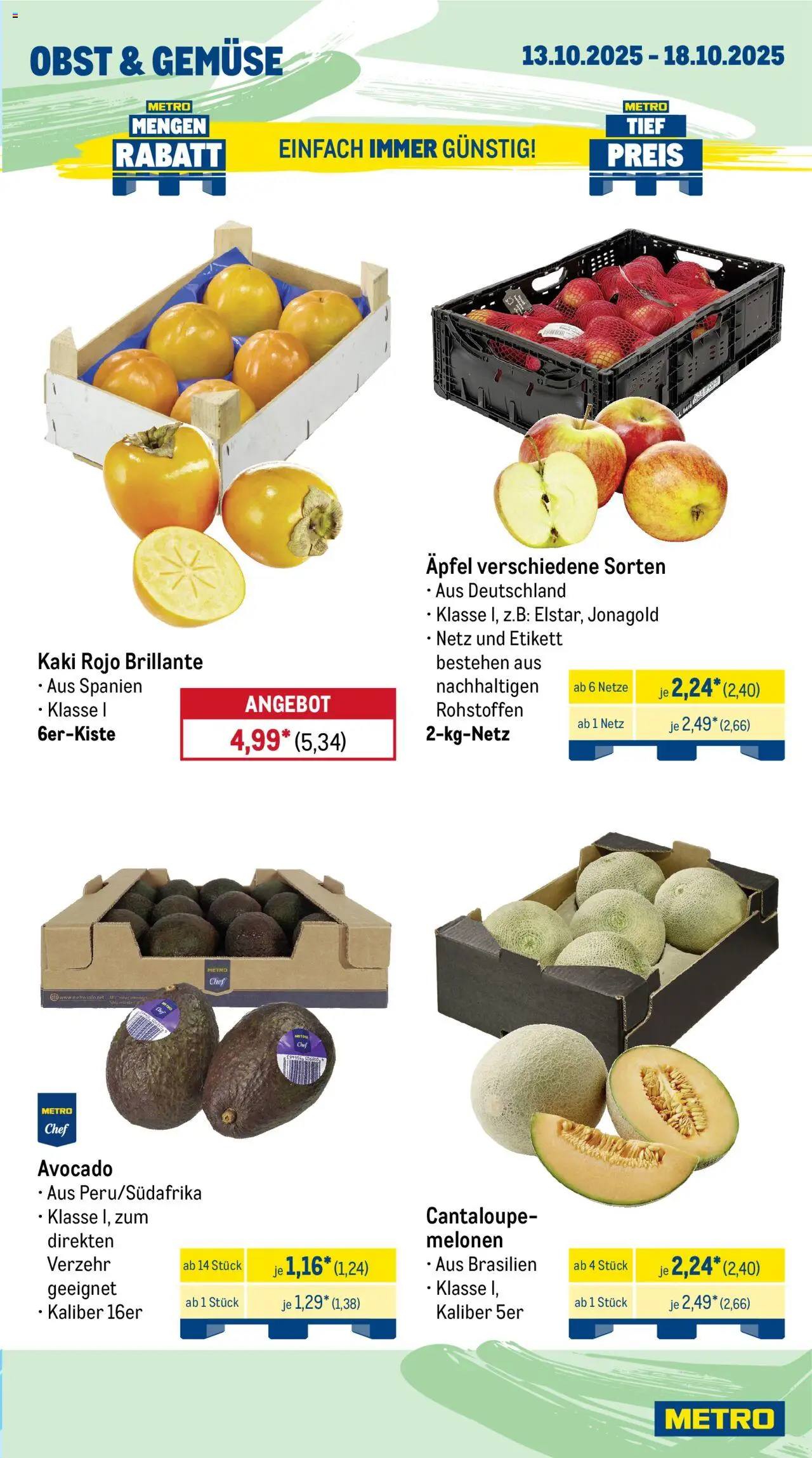 Metro Prospekt 	 – gültig ab 13.10.2025 | Seite: 7 | Produkte: Avocado, Gemüse, Obst, Kaki