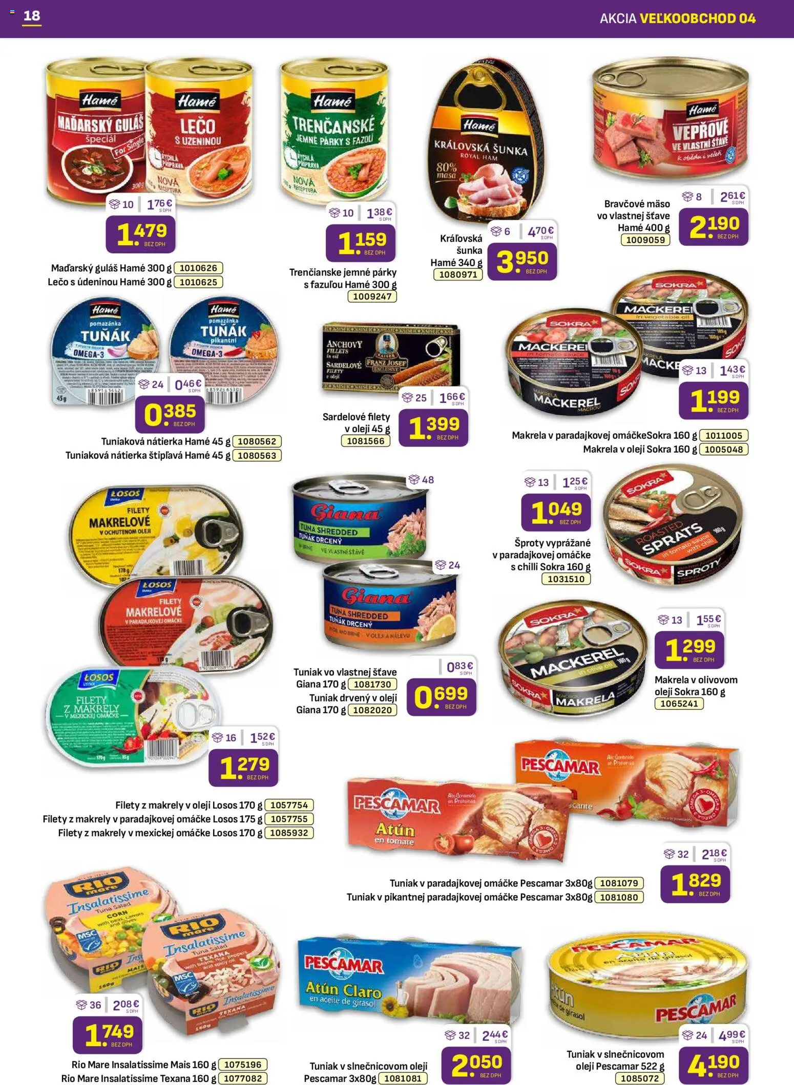 Nové Libex akcie – leták je platný od 16.02.2026 | Strana: 18 | Produkty: Chilli, Rio Mare, Bravčové mäso, Párky