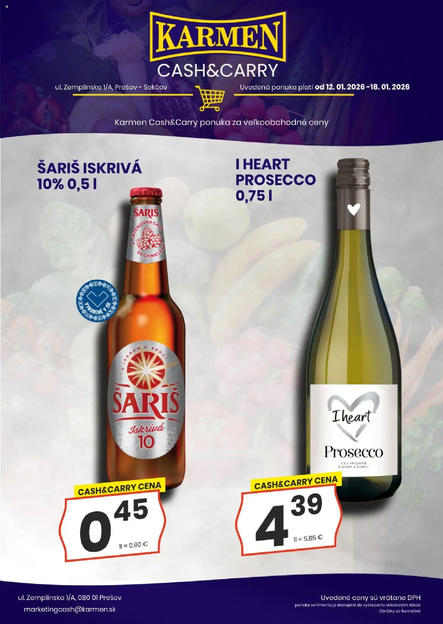 Nové KARMEN CBA akcie – leták je platný od 12.01.2026 | Strana: 4 | Produkty: Prosecco, Šariš