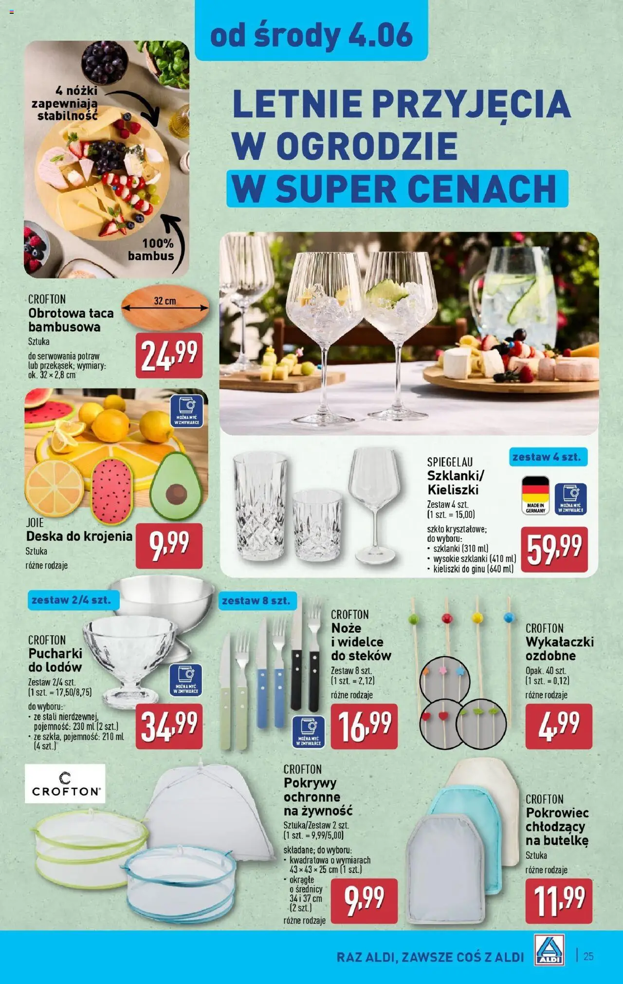 Aldi Gazetka od 02.06.2025 | Strona: 25 | Produkty: Deska do krojenia, Szklanki