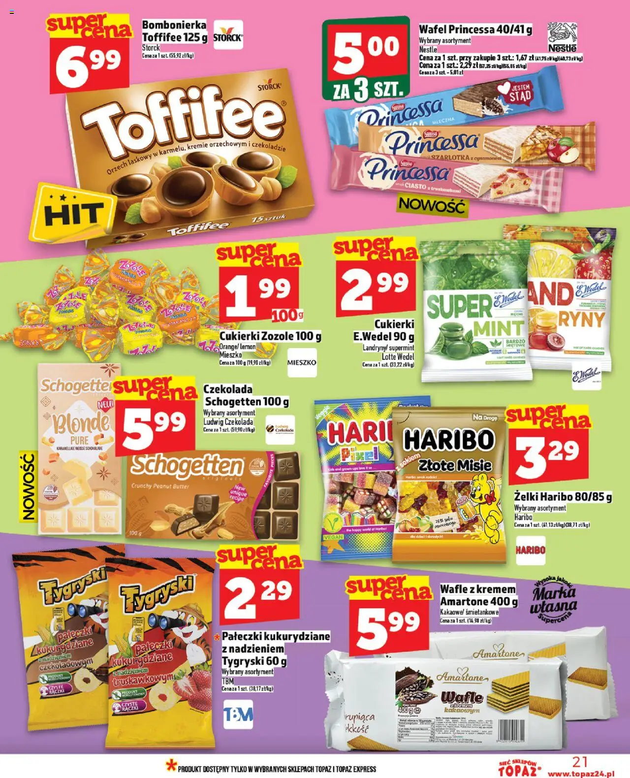 Topaz Gazetka od 07.08.2025 | Strona: 21 | Produkty: Bombonierka, Żelki, Czekolada, Cukierki