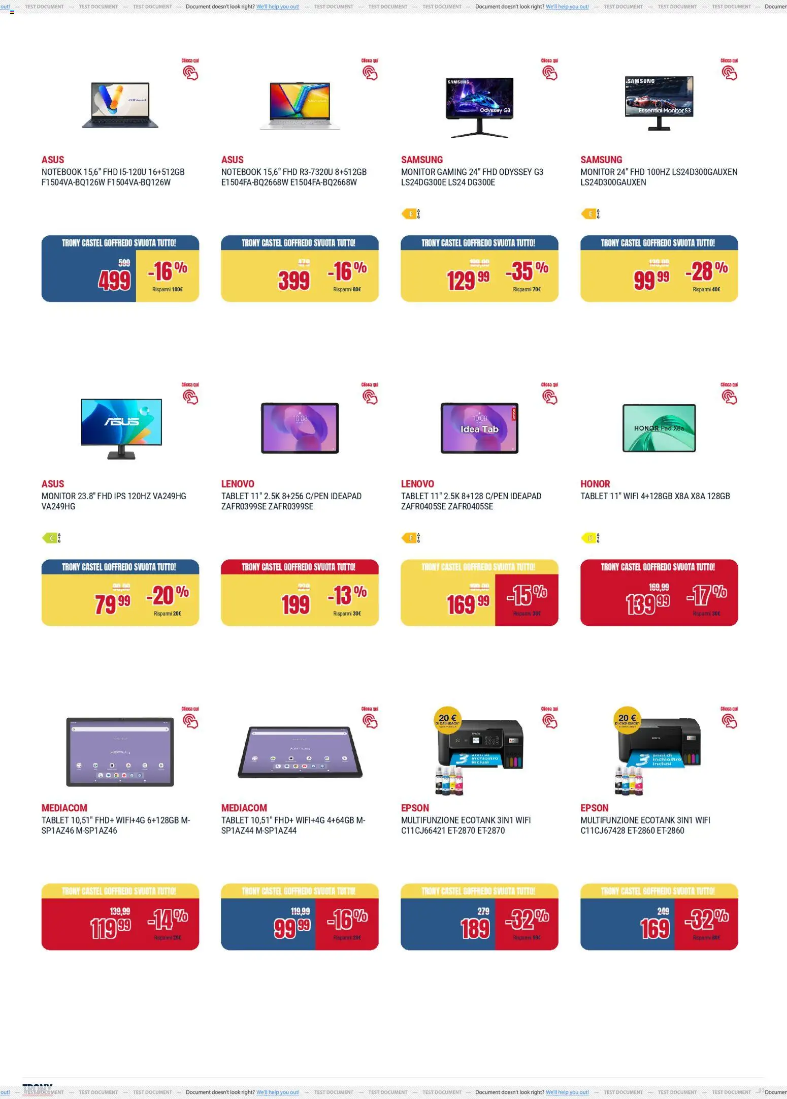 Volantino Trony del 17.04.2026 | Pagina: 3 | Prodotti: Monitor, Notebook, Tablet, Samsung