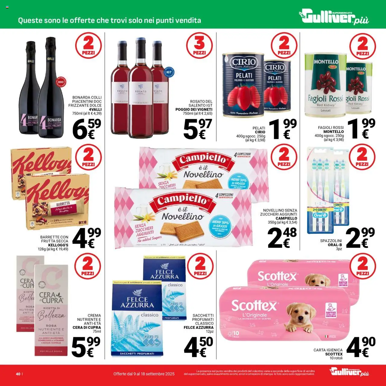 Volantino Gulliver del 09.09.2025 | Pagina: 40 | Prodotti: Carta igienica, Frutta, Pomodoro, Barretta