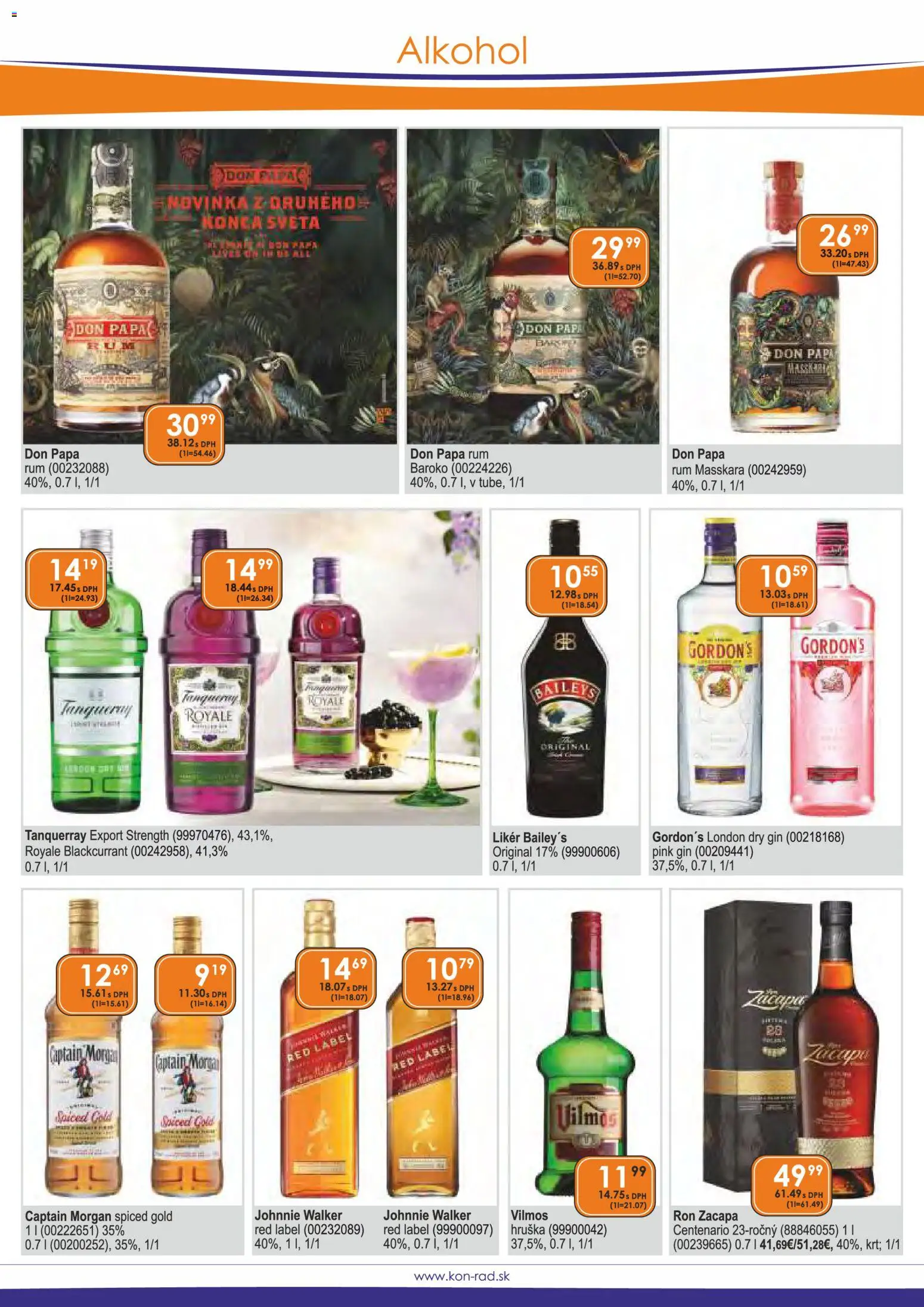 Nové KON - RAD akcie – leták je platný od 01.11.2025 | Strana: 15 | Produkty: Captain Morgan, Gin, Alkohol, Rum