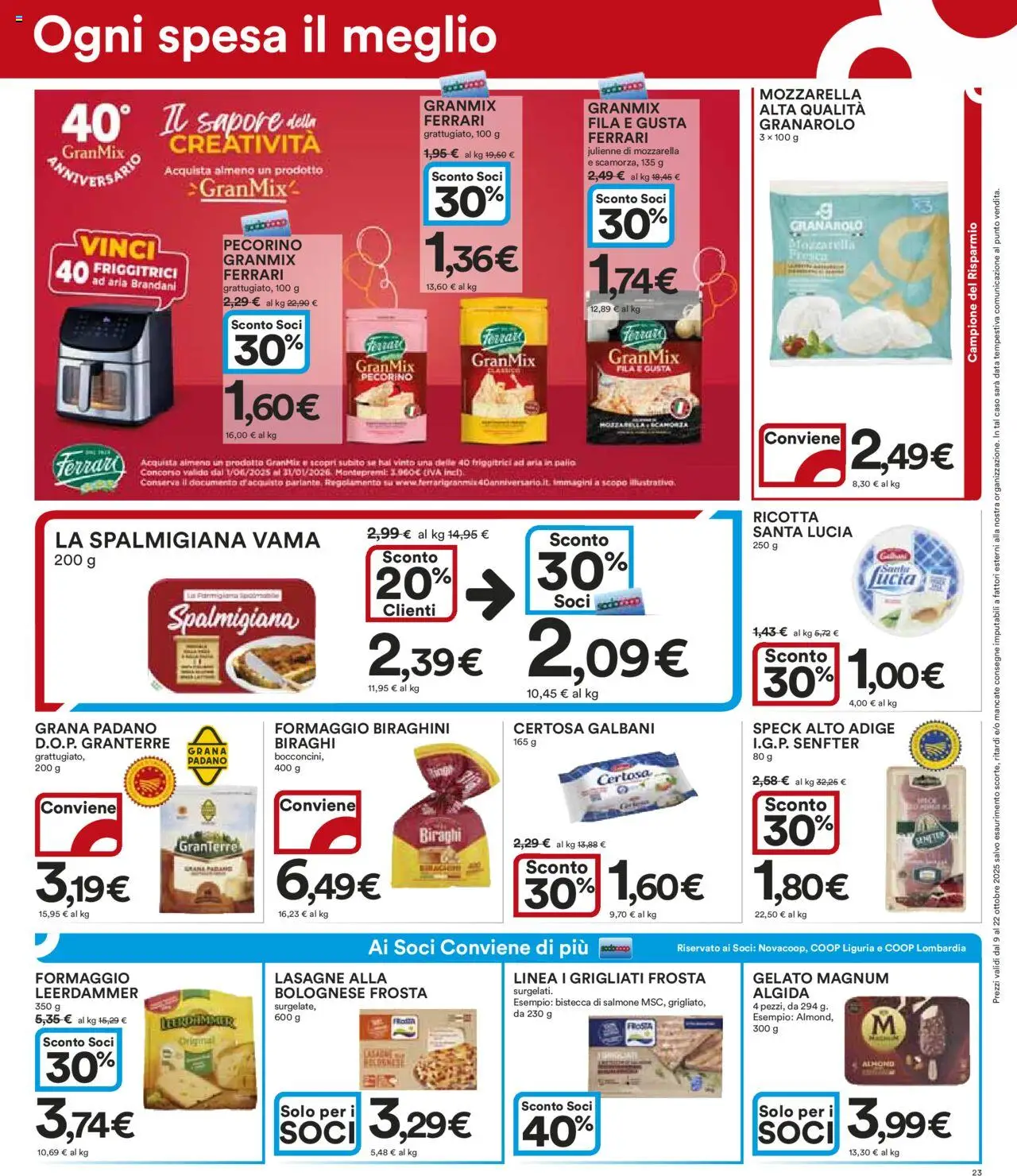 Volantino Ipercoop del 09.10.2025 | Pagina: 23 | Prodotti: Salmone, Data, Ricotta, Pecorino