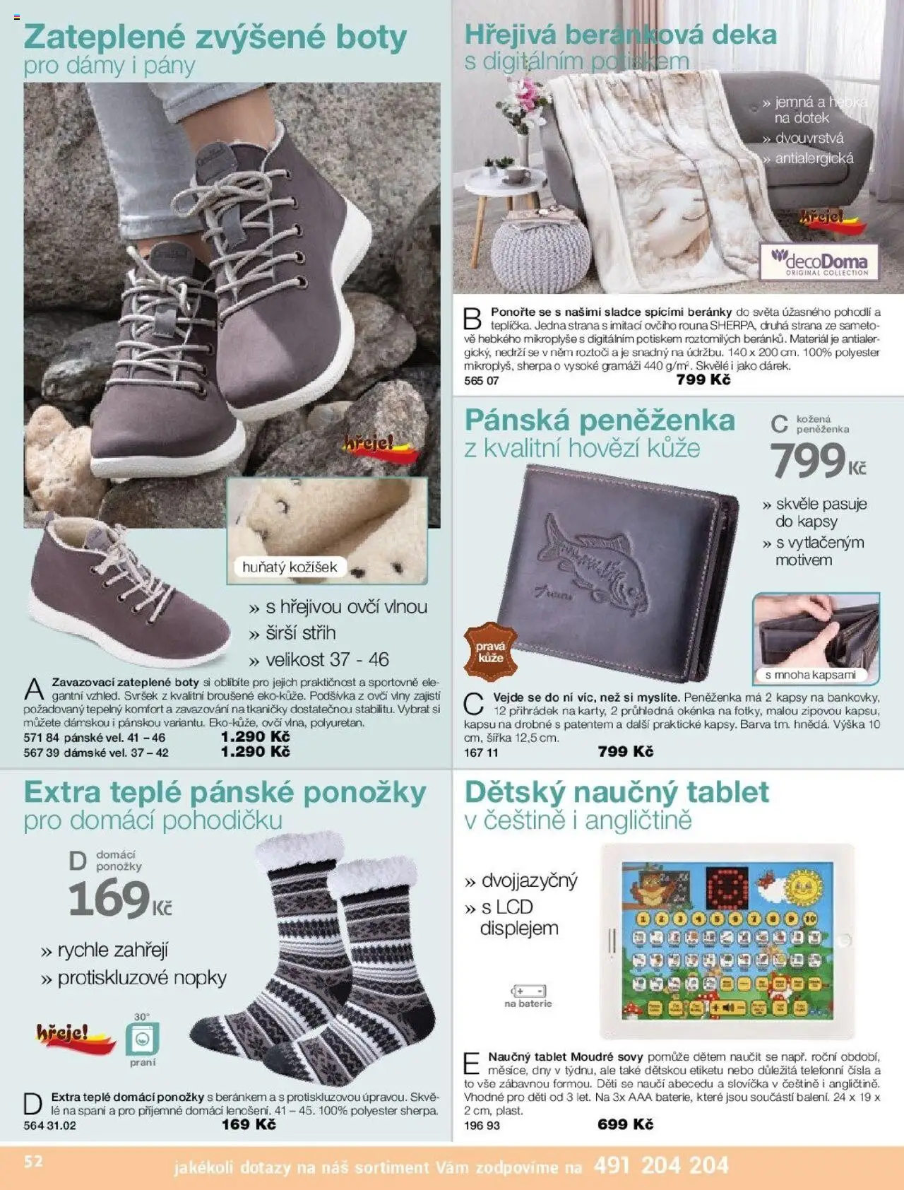 Decodoma katalog Vánoce 2025 od 09.10.2025 | Strana: 52 | Produkty: Hovězí, Ponožky, Peněženka, Deka