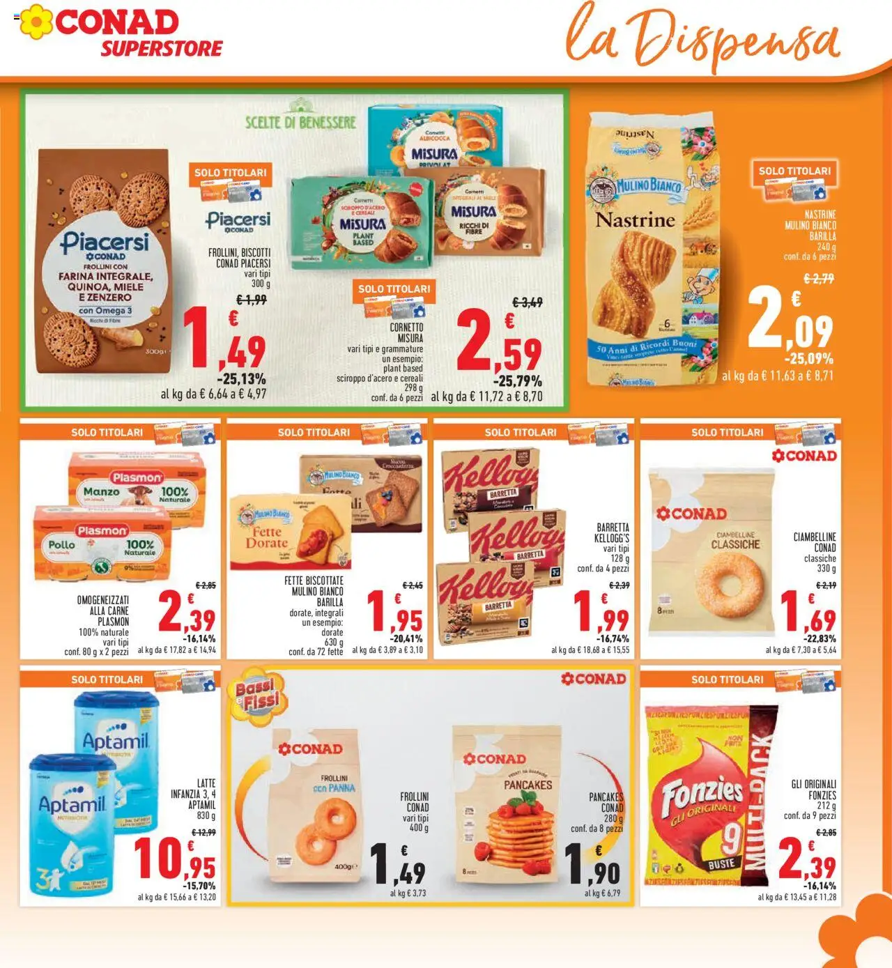 Volantino Conad del 14.08.2025 | Pagina: 15 | Prodotti: Cereali, Farina, Fette biscottate, Frollini
