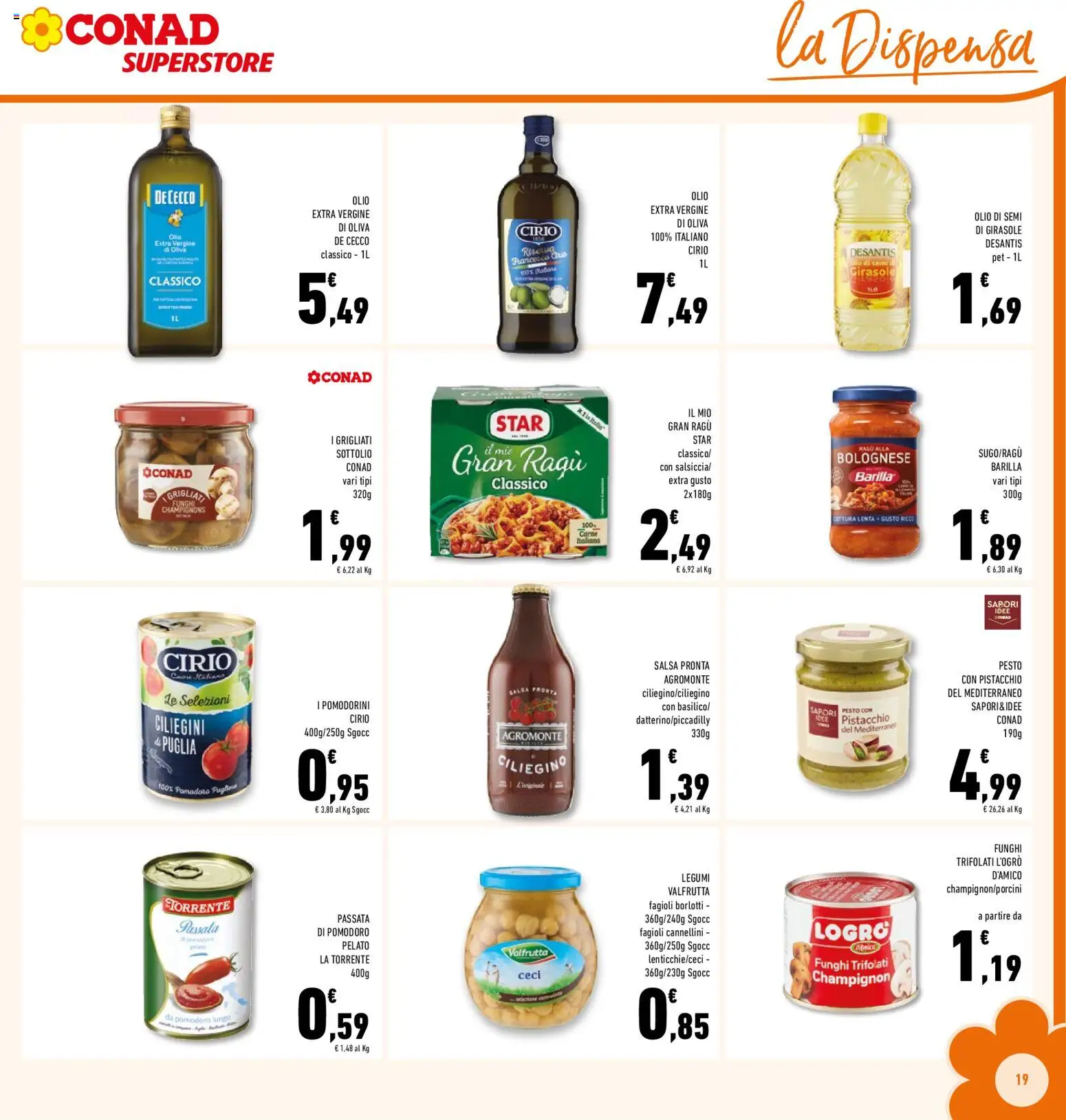 Volantino Conad del 29.01.2026 | Pagina: 19 | Prodotti: Pomodorini, Ceci, Pasta, Olio extra vergine
