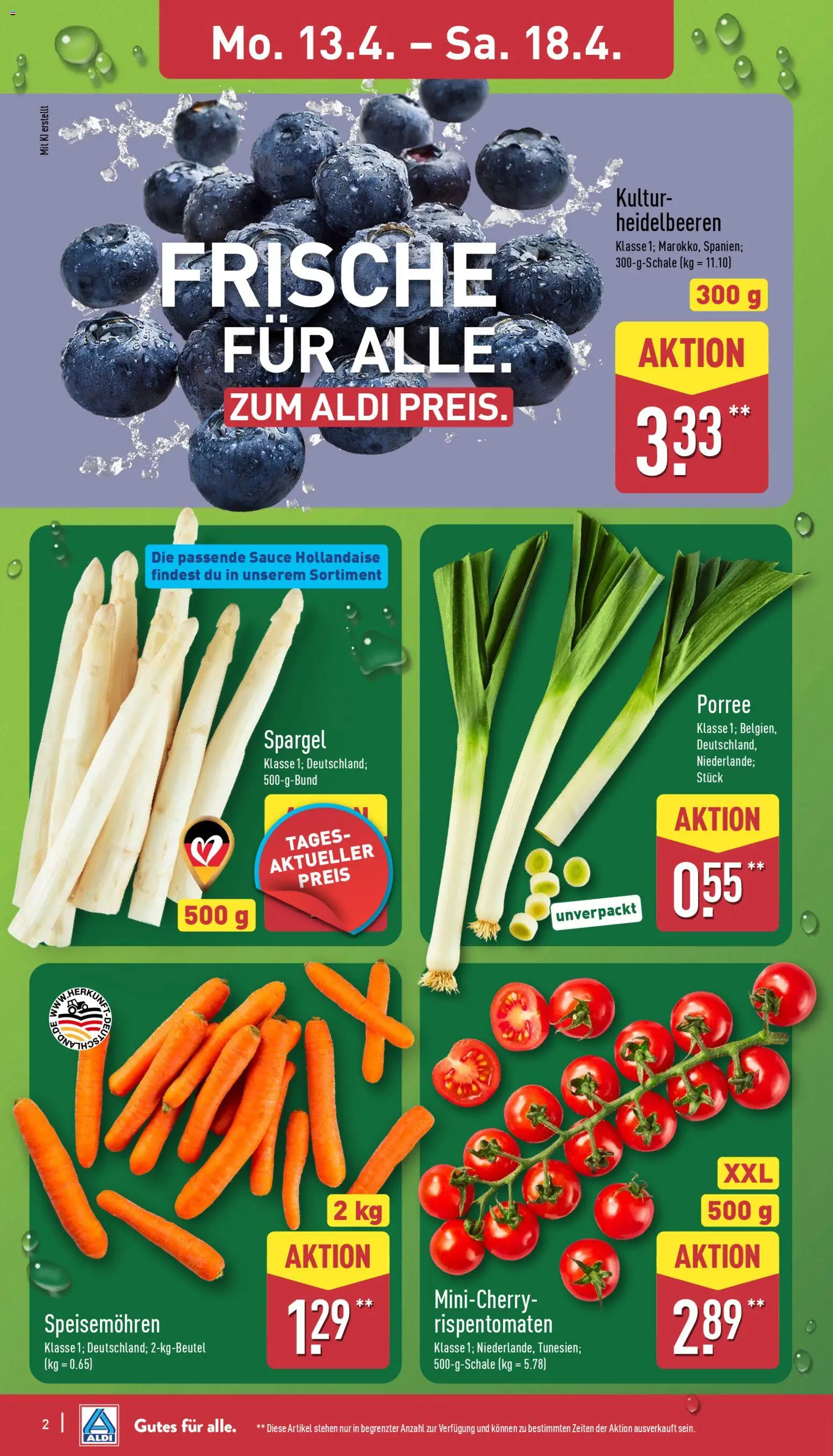 Aldi Prospekt 	 – gültig ab 13.04.2026 | Seite: 6 | Produkte: Spargel, Heidelbeeren
