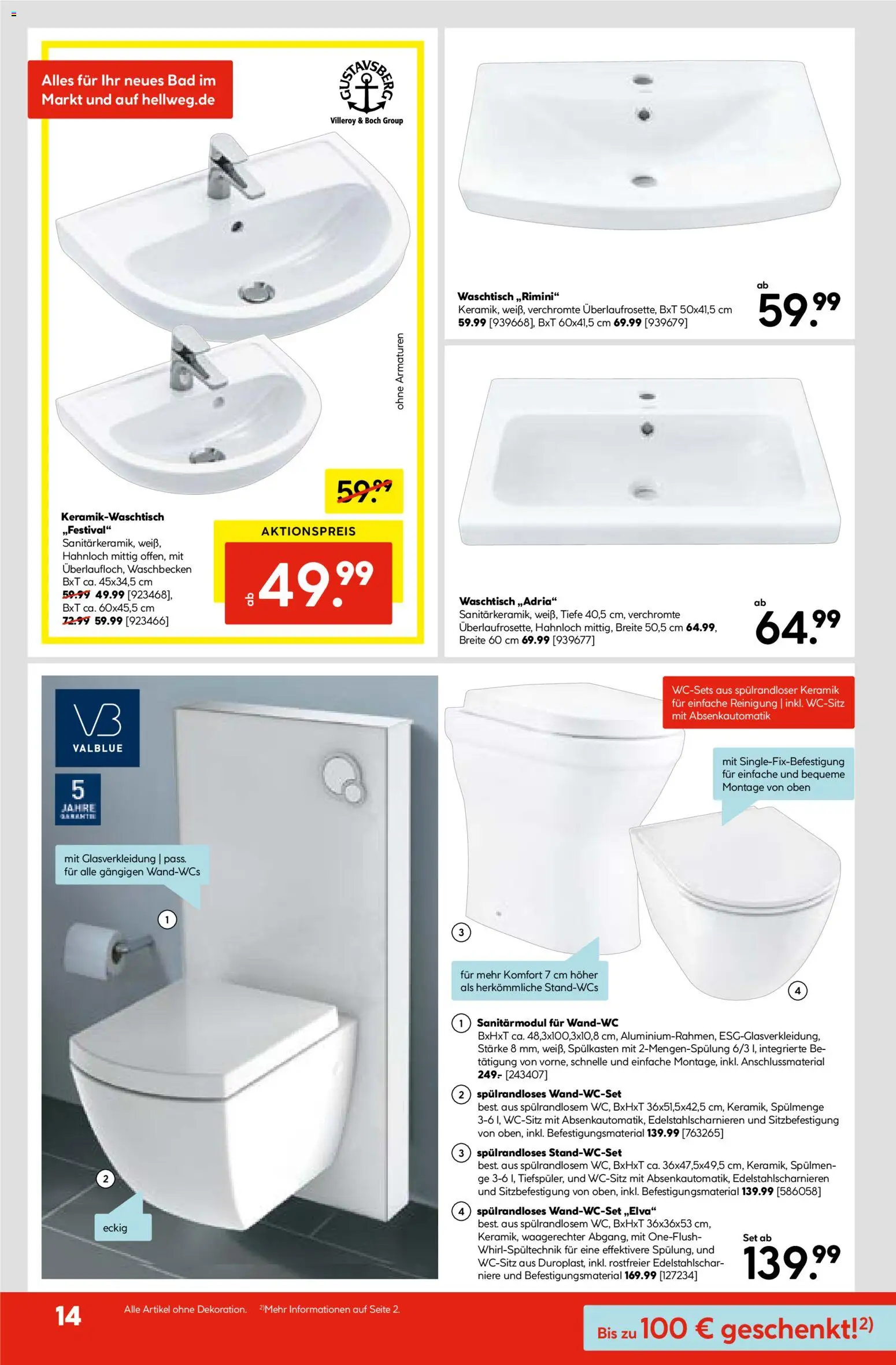 Hellweg Prospekt – gültig ab 27.10.2025 | Seite: 14 | Produkte: Waschbecken, Bad, Waschtisch