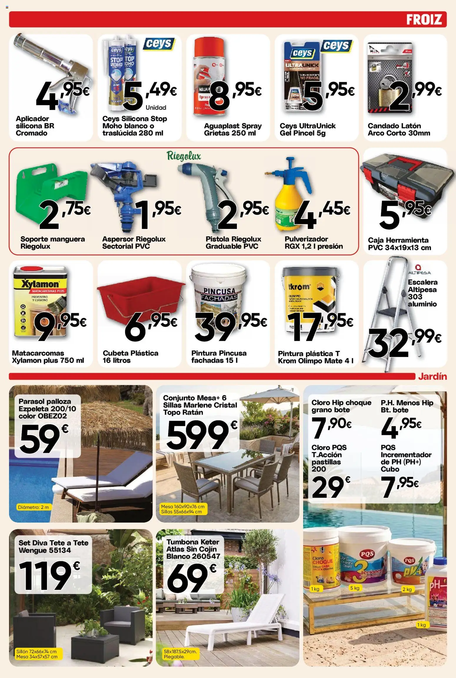 Froiz - Folleto Hiper │ válido desde el 23.04.2026 | Página: 9 | Productos: Pintura plástica, Tumbona, Sillón, Caja