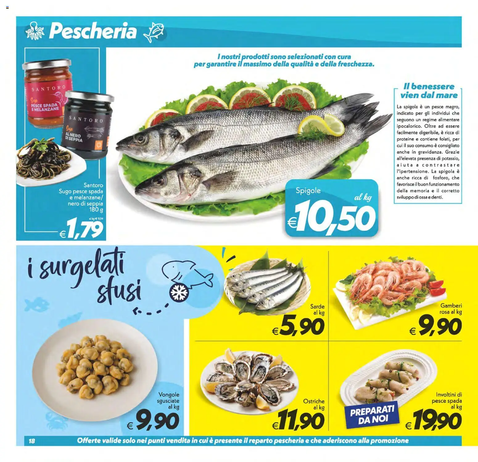 Volantino SuperConveniente del 03.02.2026 | Pagina: 18 | Prodotti: Gamberi, Spigola, Sugo, Pesce spada