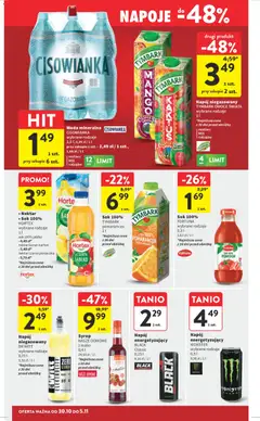 Pogląd oferty "Intermarche Gazetka" - ważna od 30.10.2025 | Strona: 36 | Produkty: Syrop, Sok, Banan, Woda