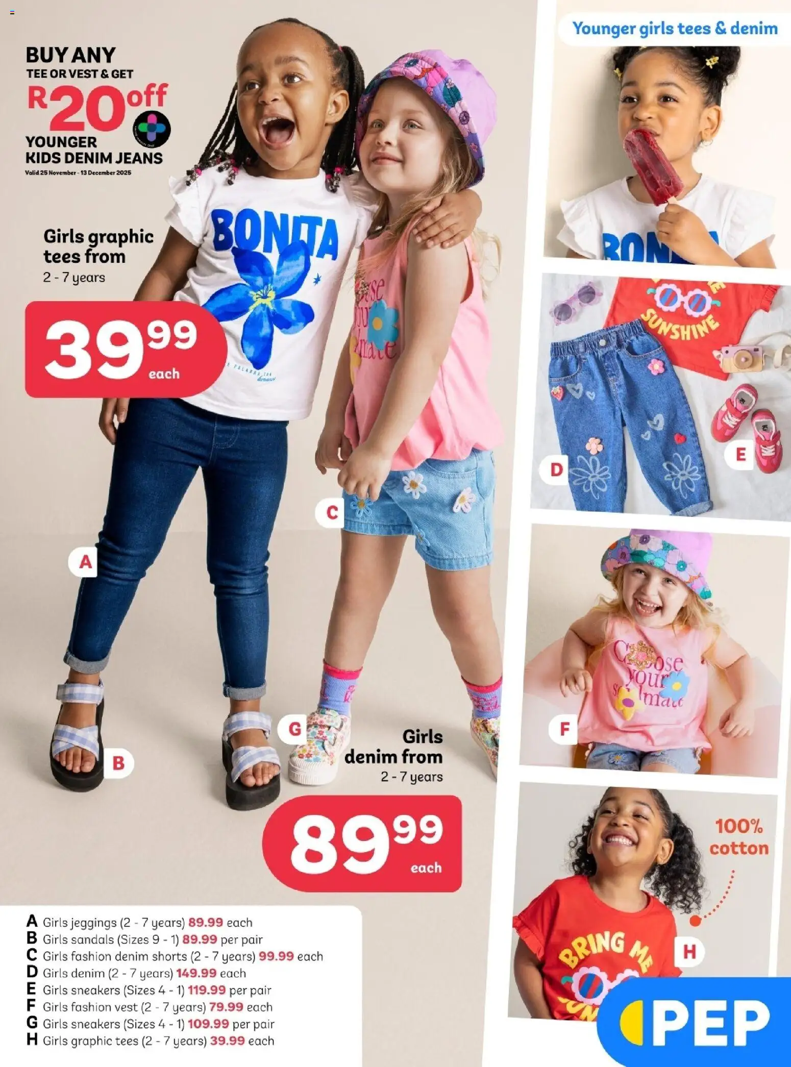 New PEP Stores catalogue – valid from 01.12.2025 | Page: 2 | Products: Vest, Sneakers, Sandals, Jeans
