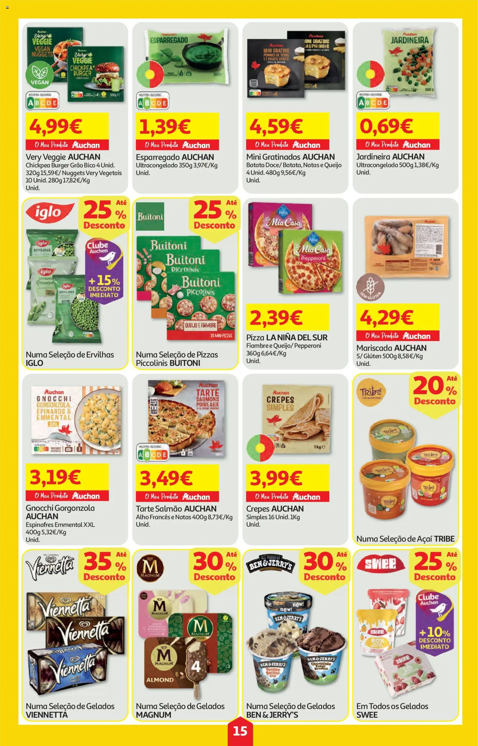 Auchan folheto │ válido de 12.03.2026 | Página: 15 | Produtos: Açai, Alho francês, Gnocchi, Pizza