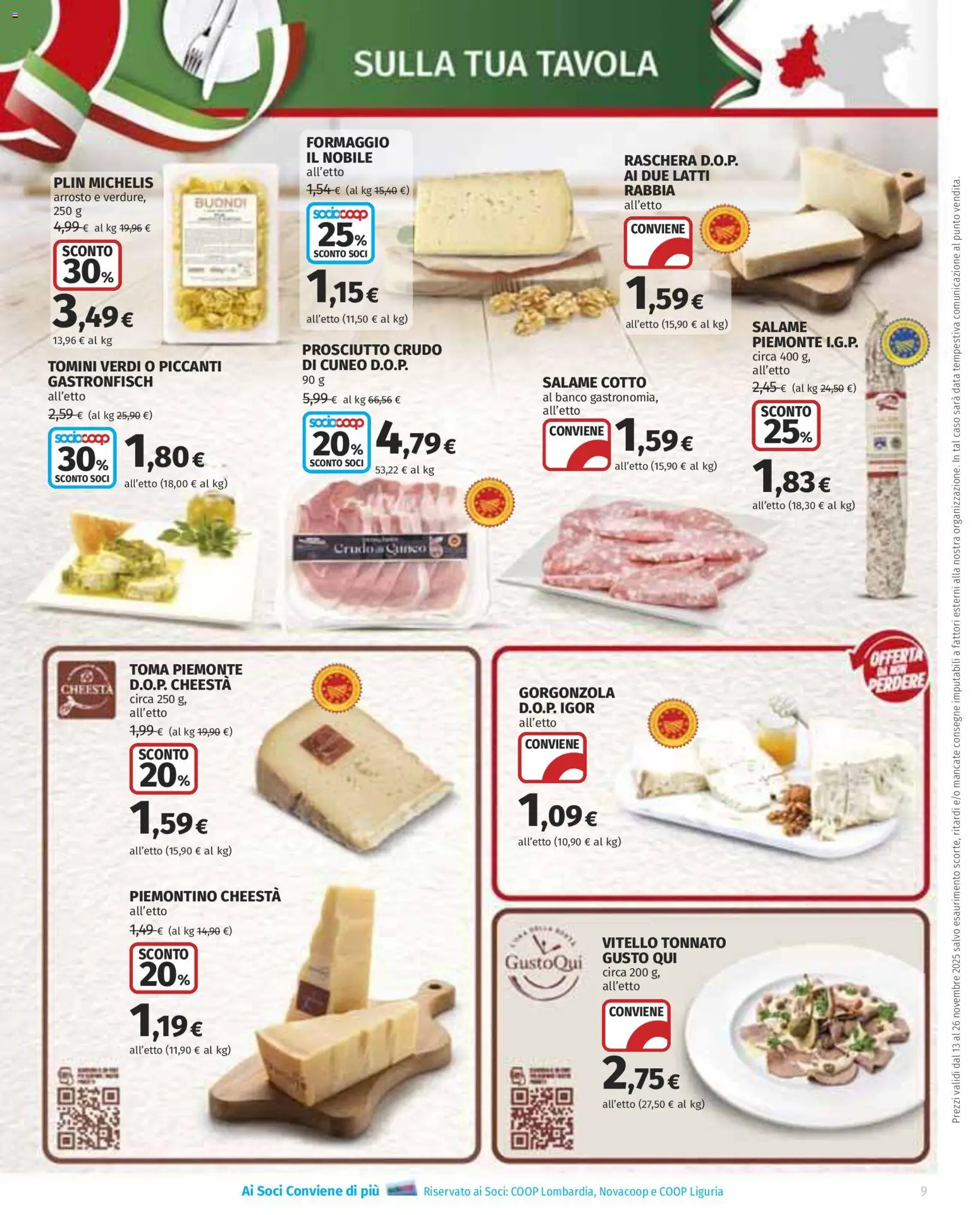 Volantino COOP del 13.11.2025 | Pagina: 9 | Prodotti: Arrosto, Formaggio, Data, Vitello