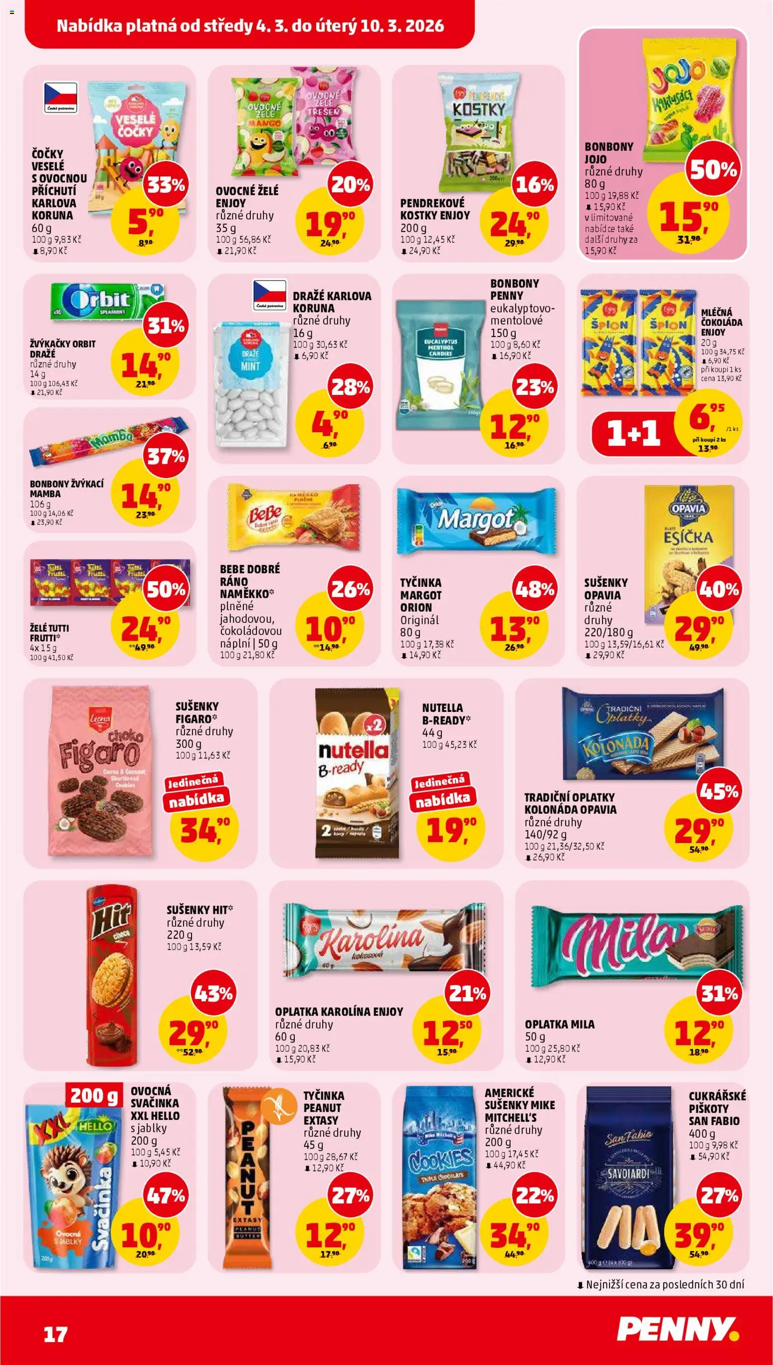 Penny Market leták od 04.03.2026 | Strana: 17 | Produkty: Cookies, Žvýkačky orbit, Kostky, Nutella