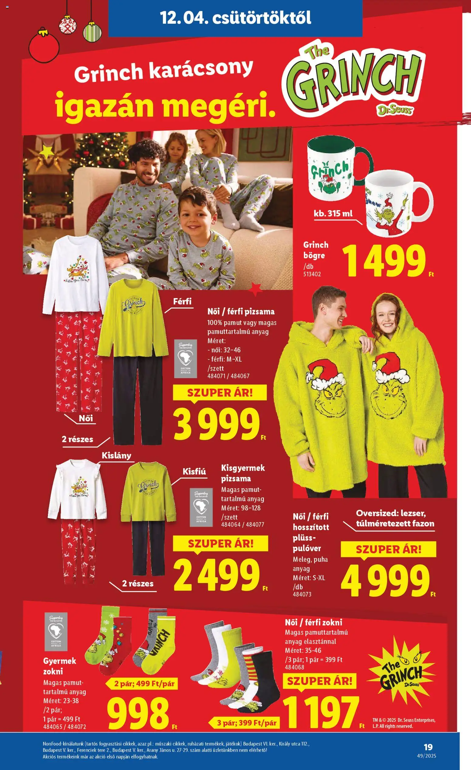 Lidl akciós ujság - amely érvényes a következő dátumtól: 04.12.2025 | Oldal: 19 | Termékek: Játékok, Pulóver, Zokni, Pizsama