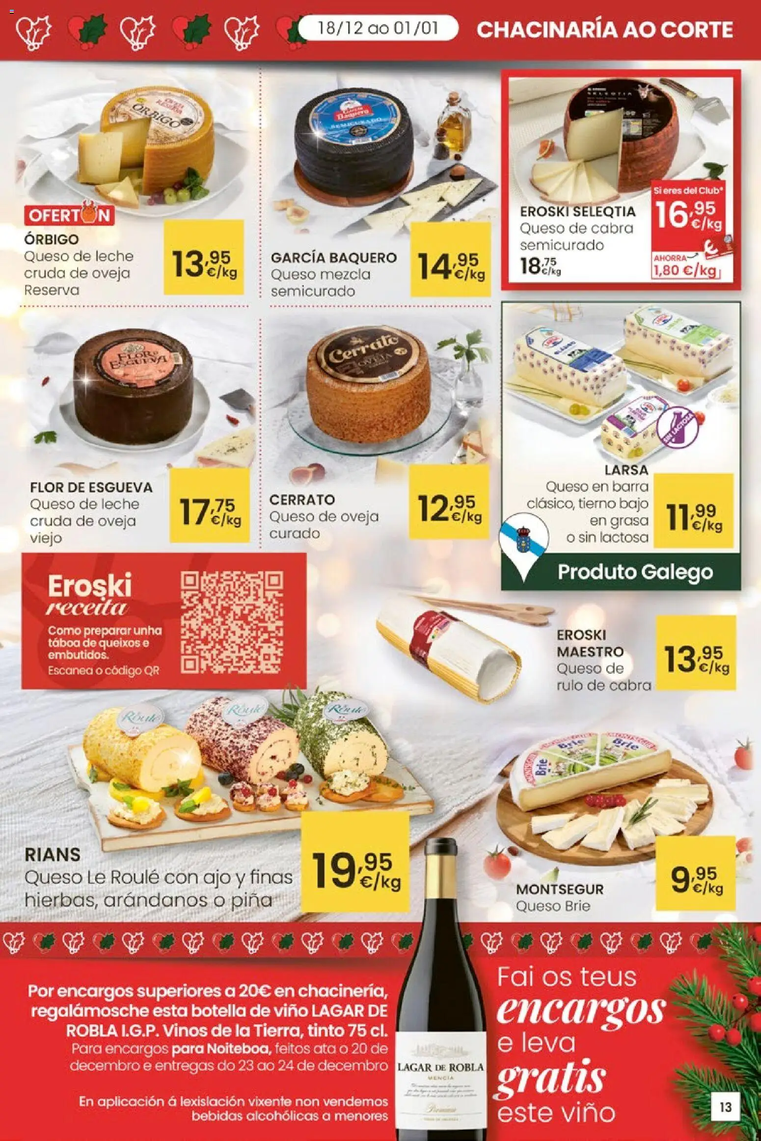 Eroski - Nadal │ válido desde el 18.12.2025 | Página: 13 | Productos: Queso de oveja, Leche, Queso, Vino