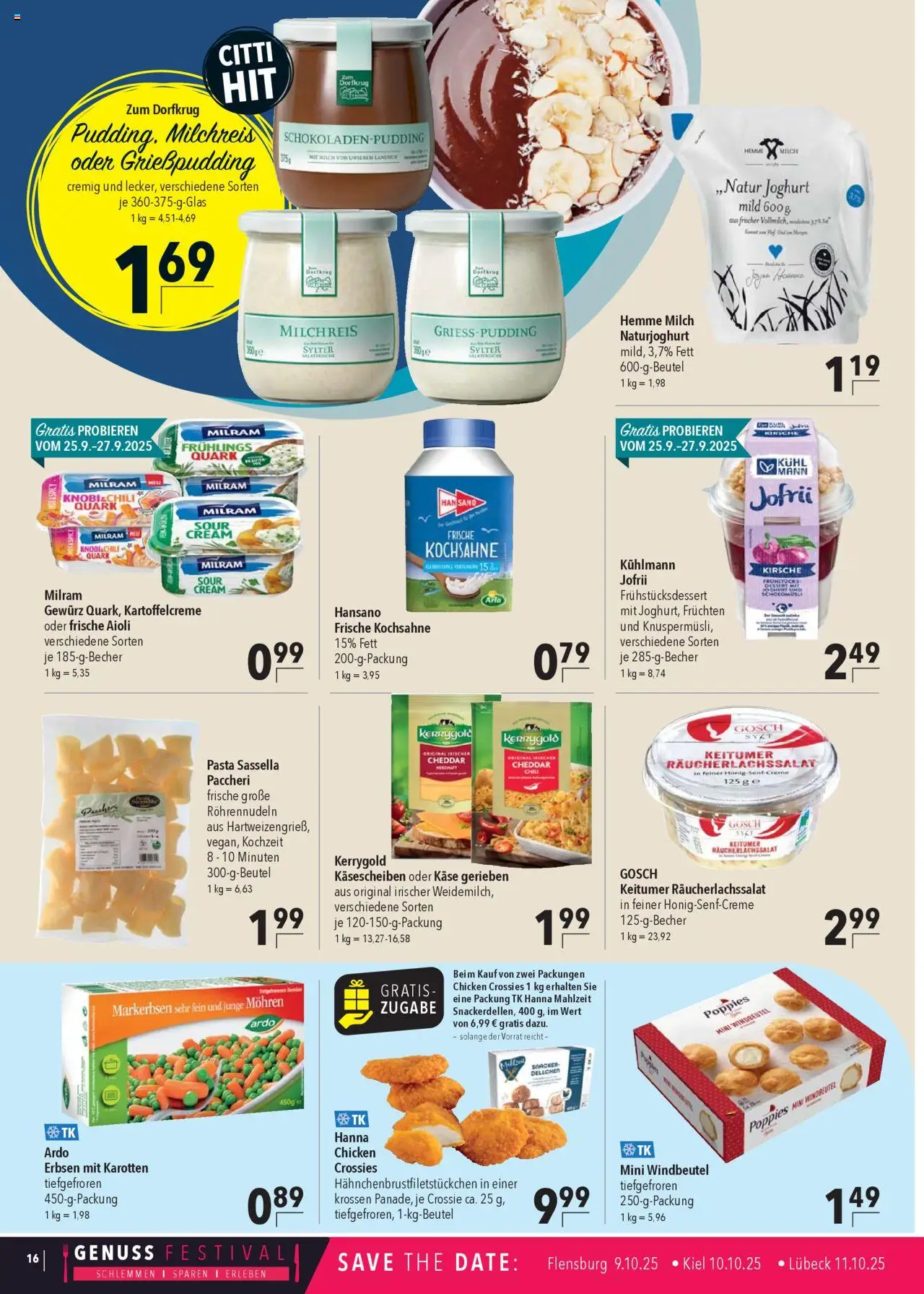 CITTI Markt Prospekt 	 – gültig ab 24.09.2025 | Seite: 16 | Produkte: Quark, Käse, Creme, Milram