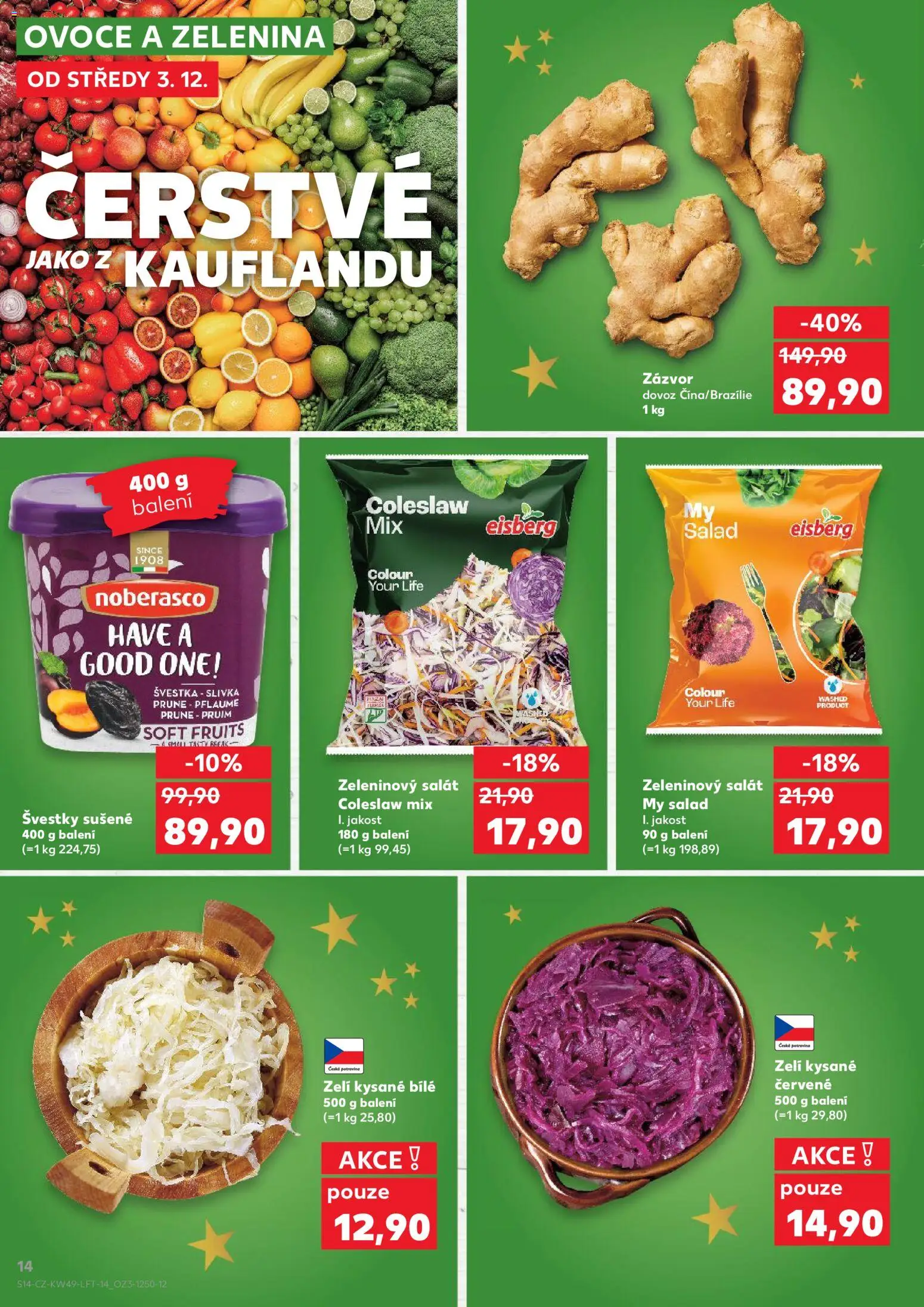 Kaufland leták - Praha 8 od 03.12.2025 | Strana: 14 | Produkty: Ovoce a zelenina, Coleslaw, Zelí, Salát