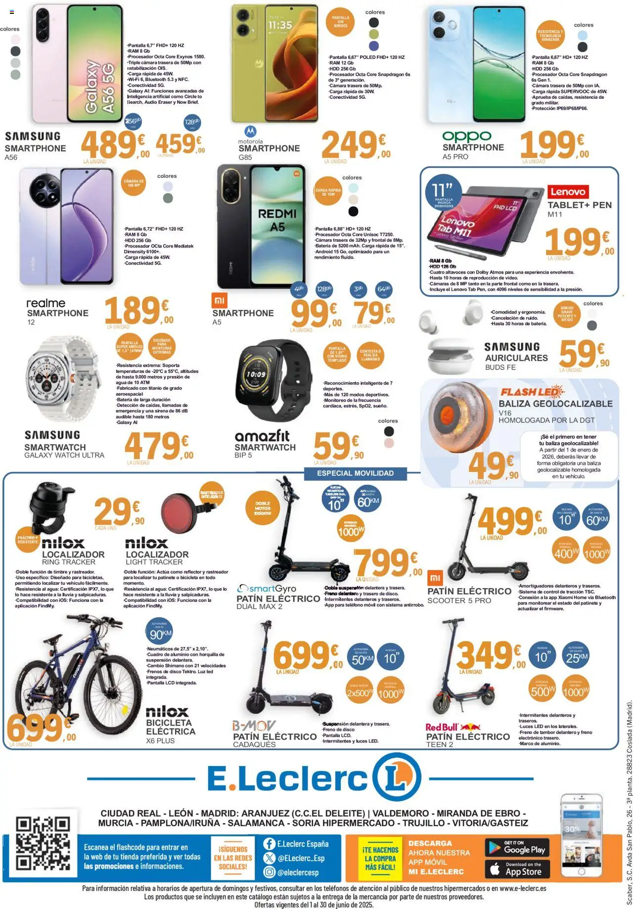 E.Leclerc - Especial Electrodomésticos │ válido desde el 09.06.2025 | Página: 12 | Productos: Bicicleta eléctrica, Smartphone, Tablet, Batería
