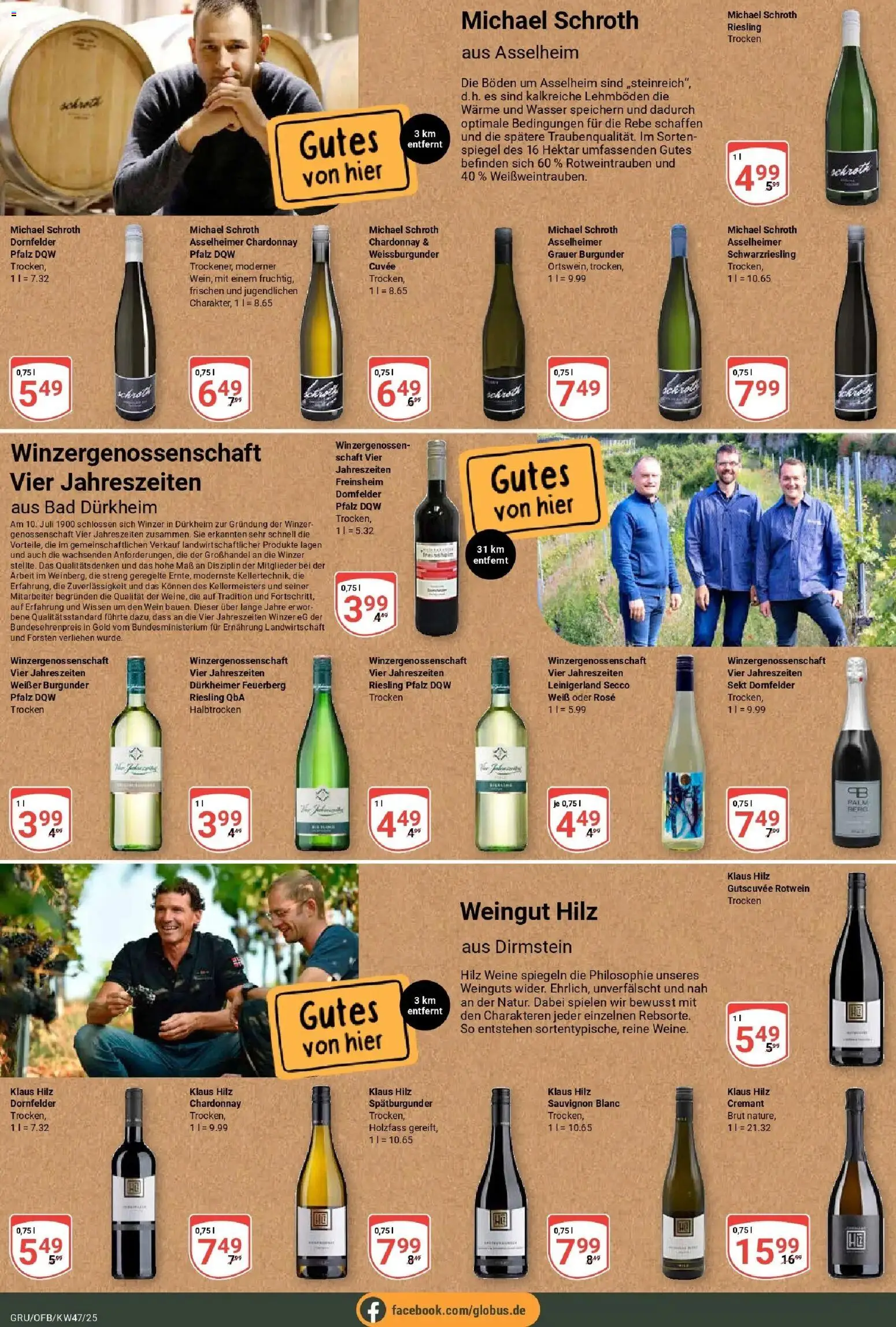 Globus prospekt Grünstadt	 – gültig ab 17.11.2025 | Seite: 19 | Produkte: Rotwein, Sekt, Spiegel, Wasser