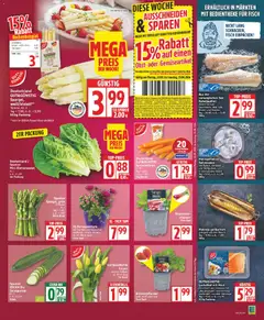 Deutschland GUT&GÜNSTIG Spargel, weiß/violett**, 16mm+, Kl. II, 1kg = 7,98, n. G. = 5,99, 500g Packung ab 20.04.2026 gültig | Seite: 3 | Produkte: Vase, Fisch, Zwiebeln, Obst