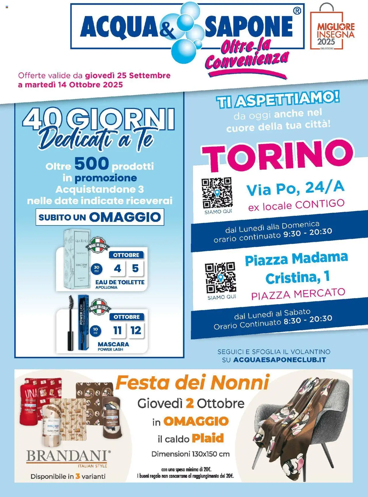 Volantino Acqua e Sapone del 25.09.2025 | Pagina: 1 | Prodotti: Mascara, Plaid, Sapone, Tè