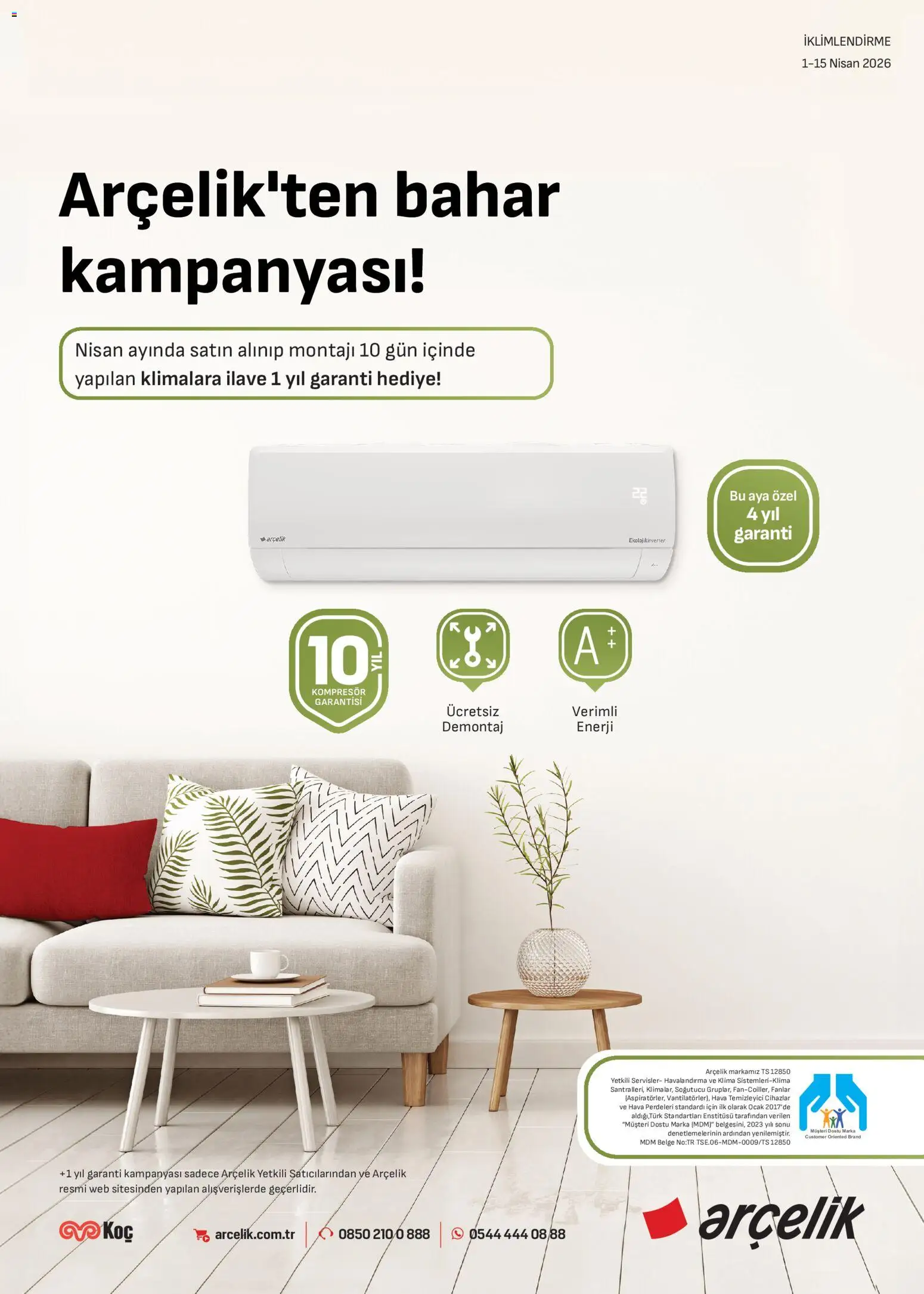 Arçelik - İklimlendirme Kataloğu - 01.04.2026 tarihinden itibaren geçerlidir | Sayfa: 1 | Ürünler: Ocak, Klima, Hava temizleyici