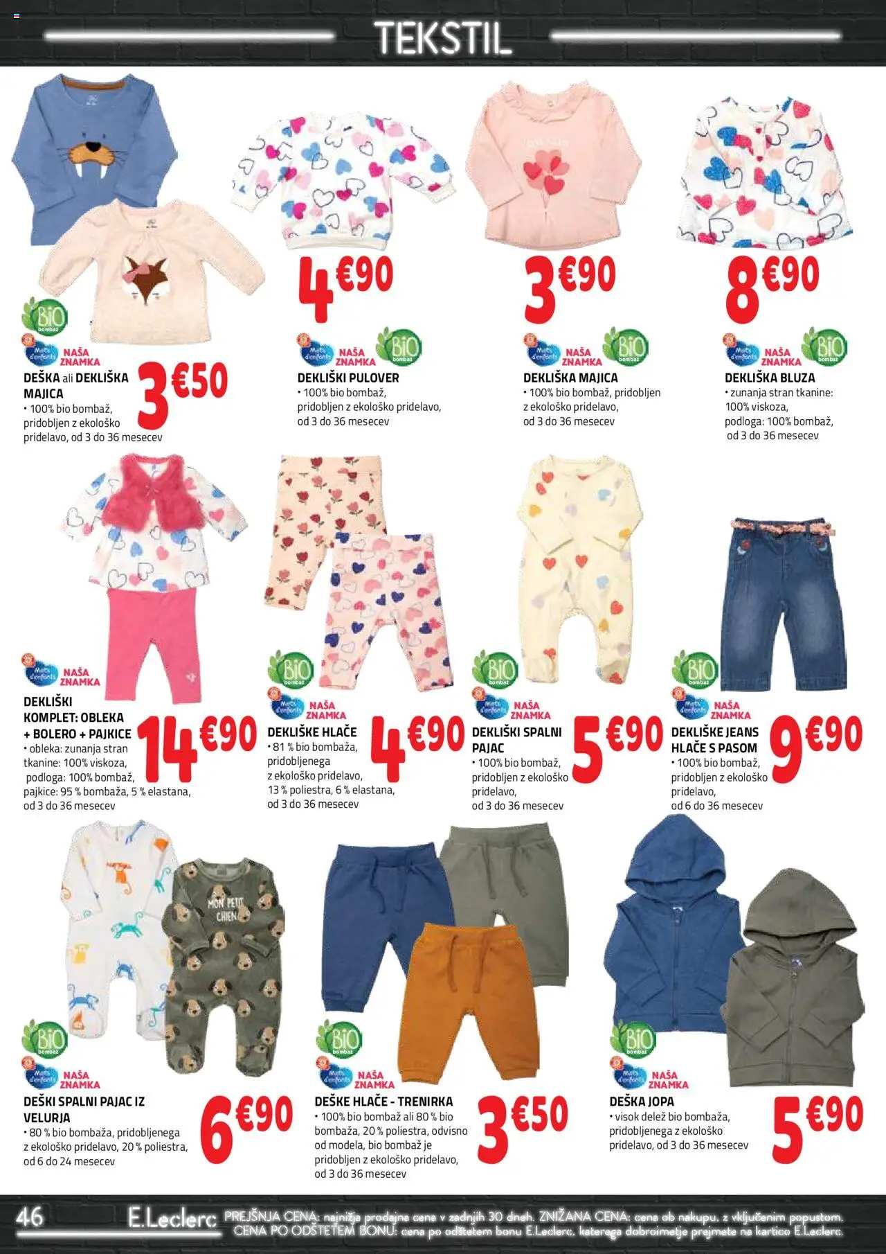 Novi E.leclerc katalog ponudbe – veljaven od 17.09.2025 | Stran: 46 | Izdelki: Pajkice, Majica, Bluza, Obleka