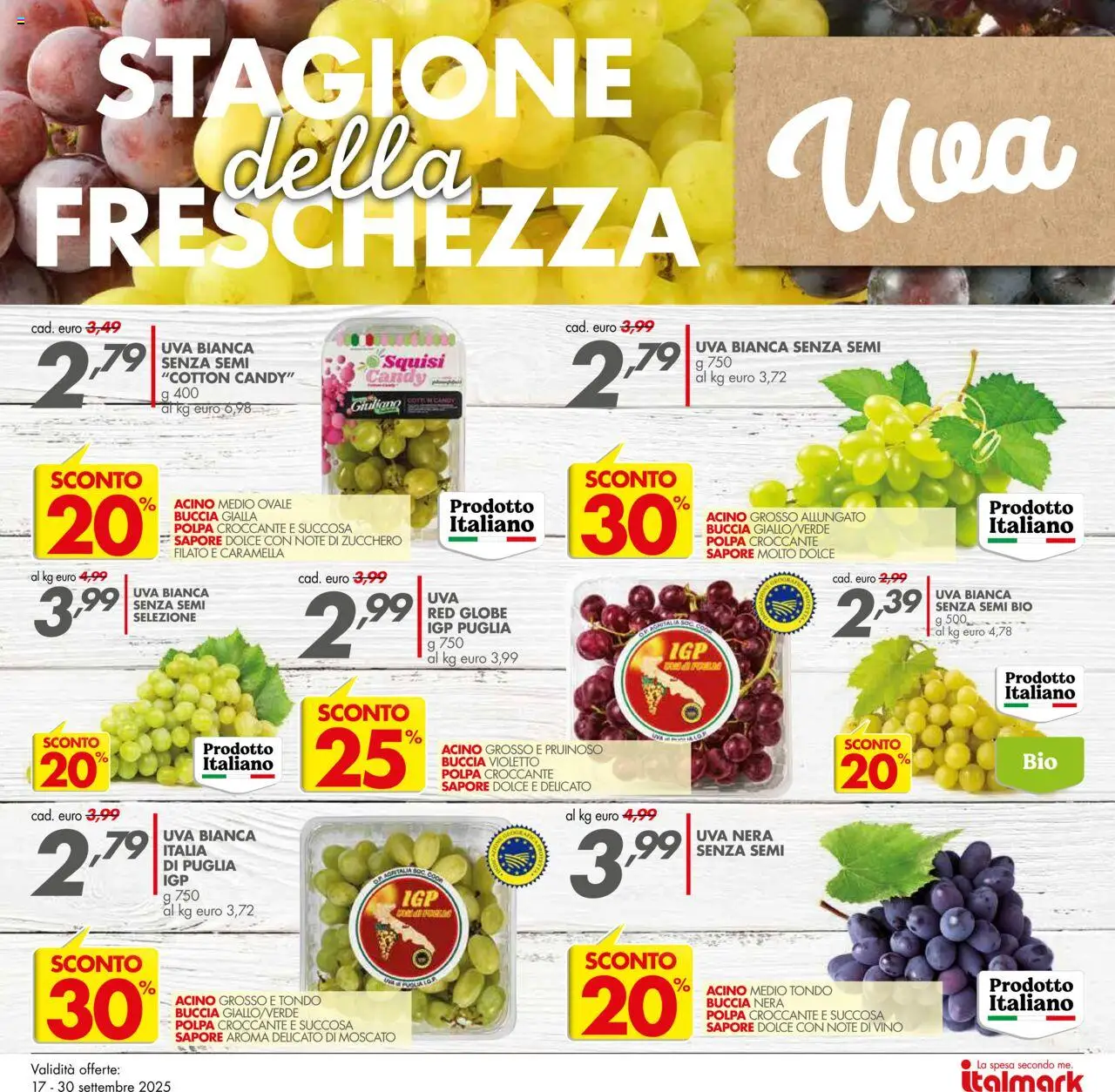 Volantino Italmark del 17.09.2025 | Pagina: 23 | Prodotti: Zucchero, Vino, Uva