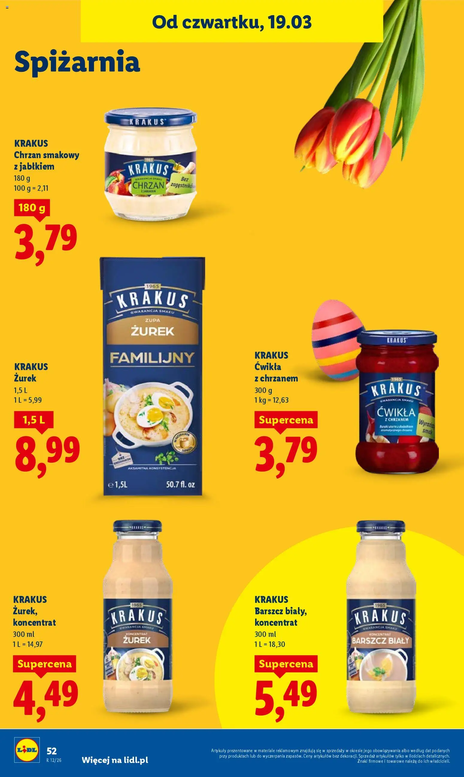 Lidl gazetka od 19.03.2026 | Strona: 52 | Produkty: Barszcz, Zurek, Chrzan, Zupa