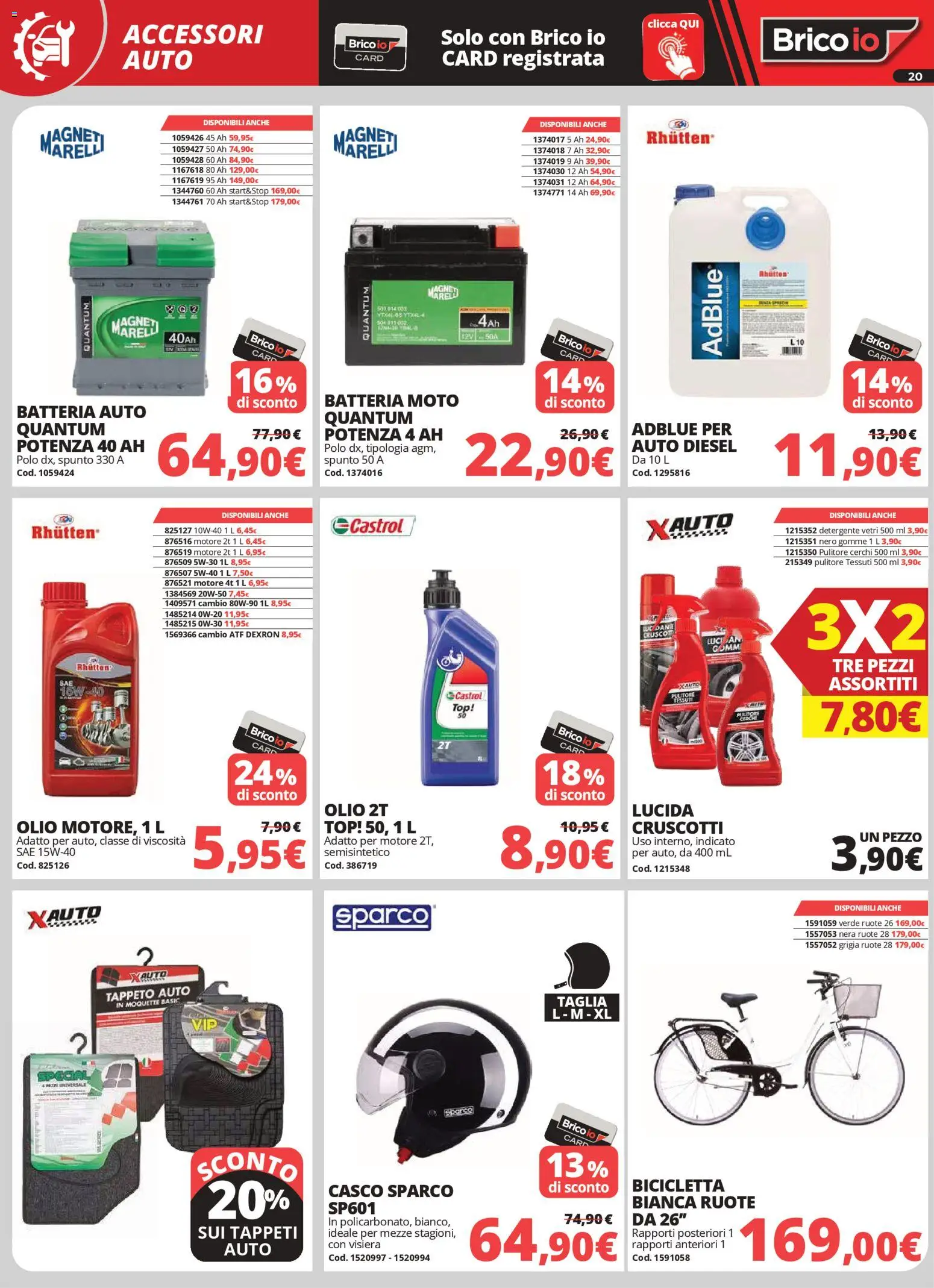 Volantino Brico io del 02.04.2026 | Pagina: 20 | Prodotti: Top, Polo, Batteria, Tappeto