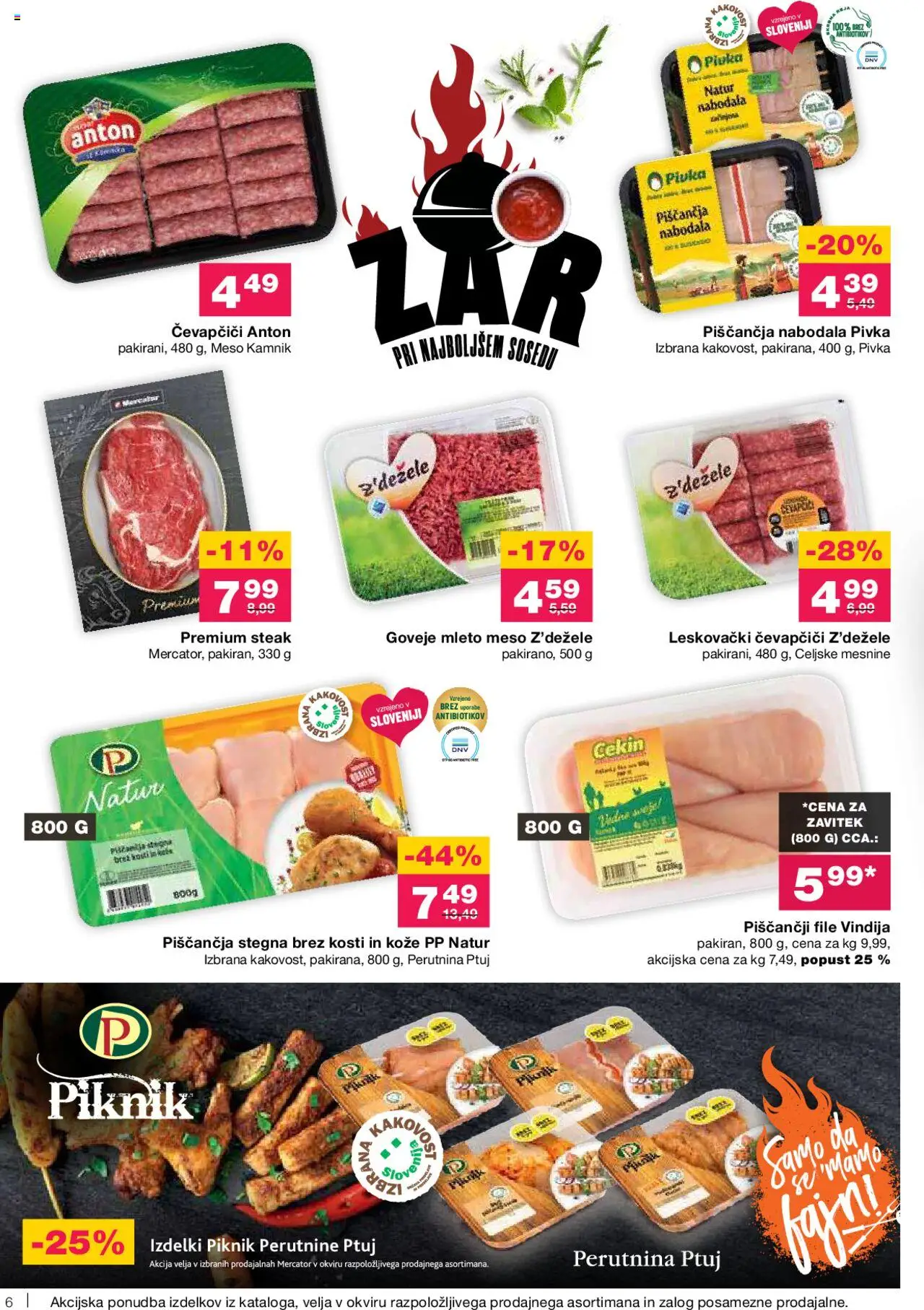 Mercator katalog │ velja od 21.08.2025 | Stran: 6 | Izdelki: Čevapčiči, Mleto meso, Nabodala