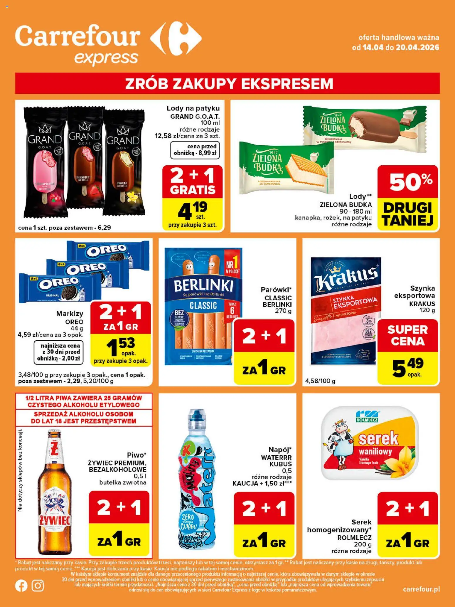 Carrefour gazetka - Express II od 14.04.2026 | Strona: 2 | Produkty: Parówki, Szynka, Czekolada, Lody
