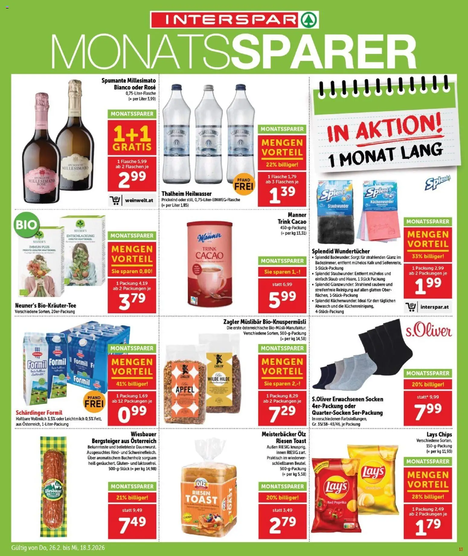 Interspar Flugblatt - Burgenland Nord gültig ab 26.02.2026 | Seite: 14 | Produkte: Chips, Socken, Äpfel