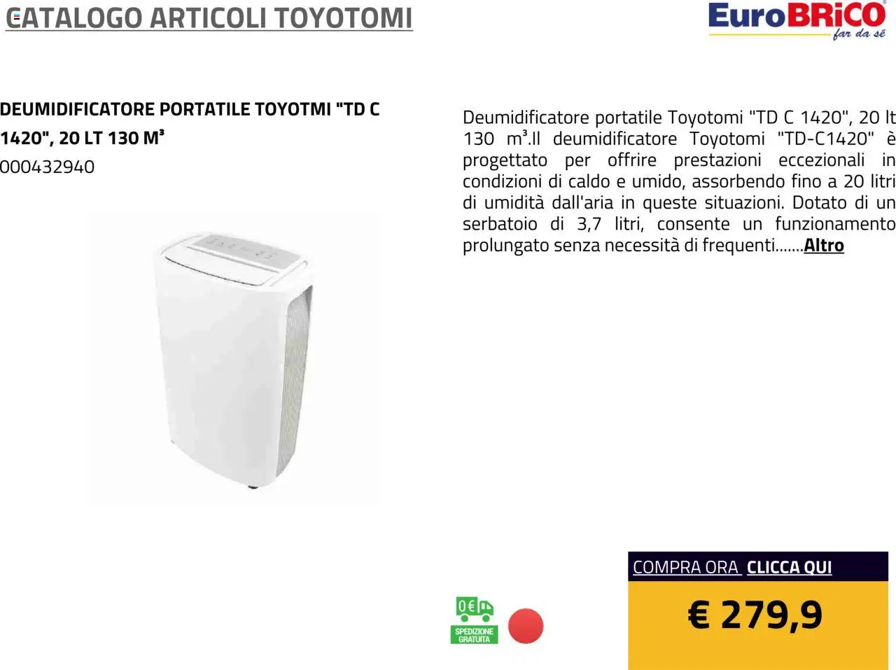 Volantino Eurobrico del 23.07.2025 | Pagina: 20 | Prodotti: Deumidificatore