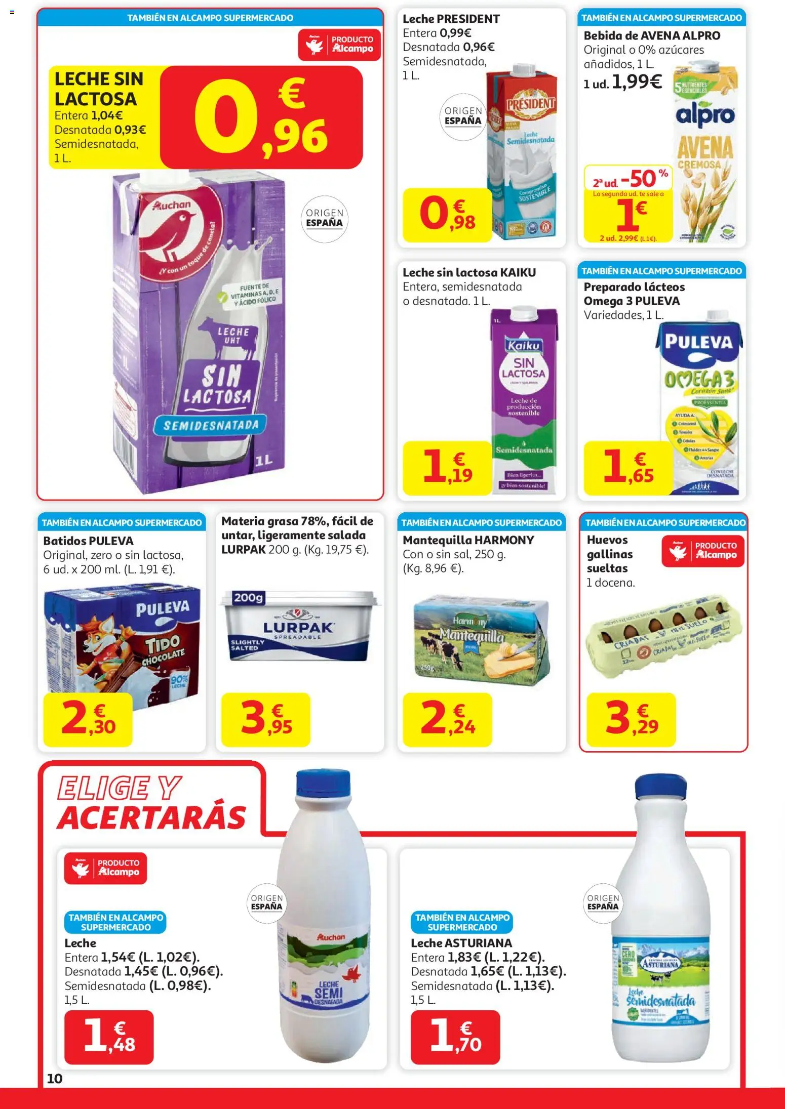 Alcampo - HG Unico Nacional │ válido desde el 15.01.2026 | Página: 10 | Productos: Leche desnatada, Leche sin lactosa, Δοχείο φοντί, Té