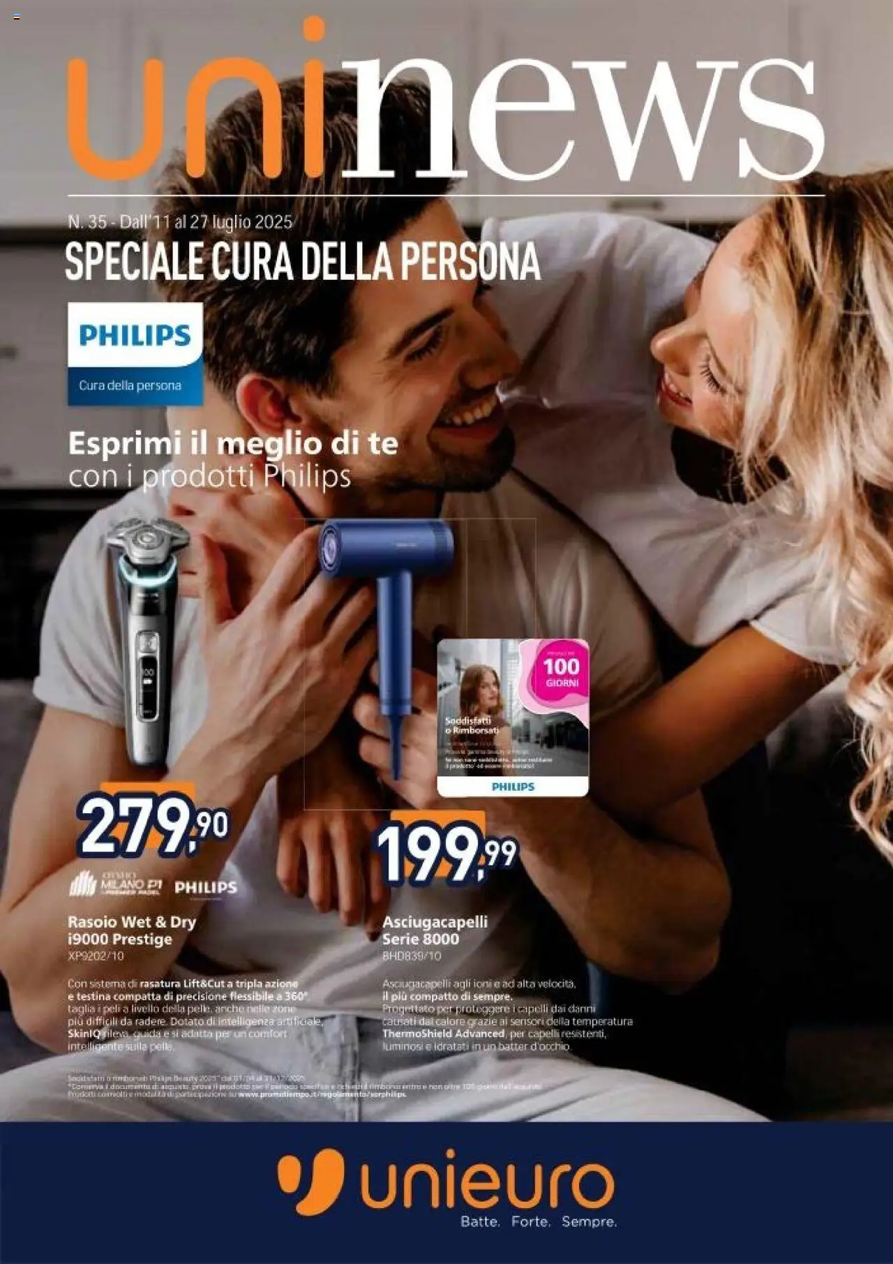 Volantino Unieuro del 11.07.2025 | Pagina: 1 | Prodotti: Rasoio, Tè, Asciugacapelli